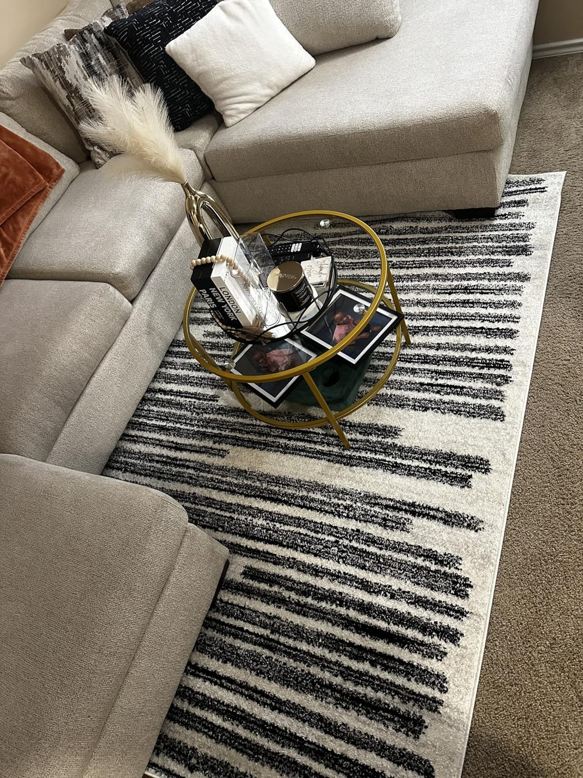 JONATHAN Y Khalil Modern Berber Stripe Cream/Black Indoor Area Rug, 8x10, Contemporary, Bohemian, Easy-Cleaning for Living Room, Bedroom, Kitchen, Pet Friendly, Non-Shedding (MOH207A-8) customer photo 1