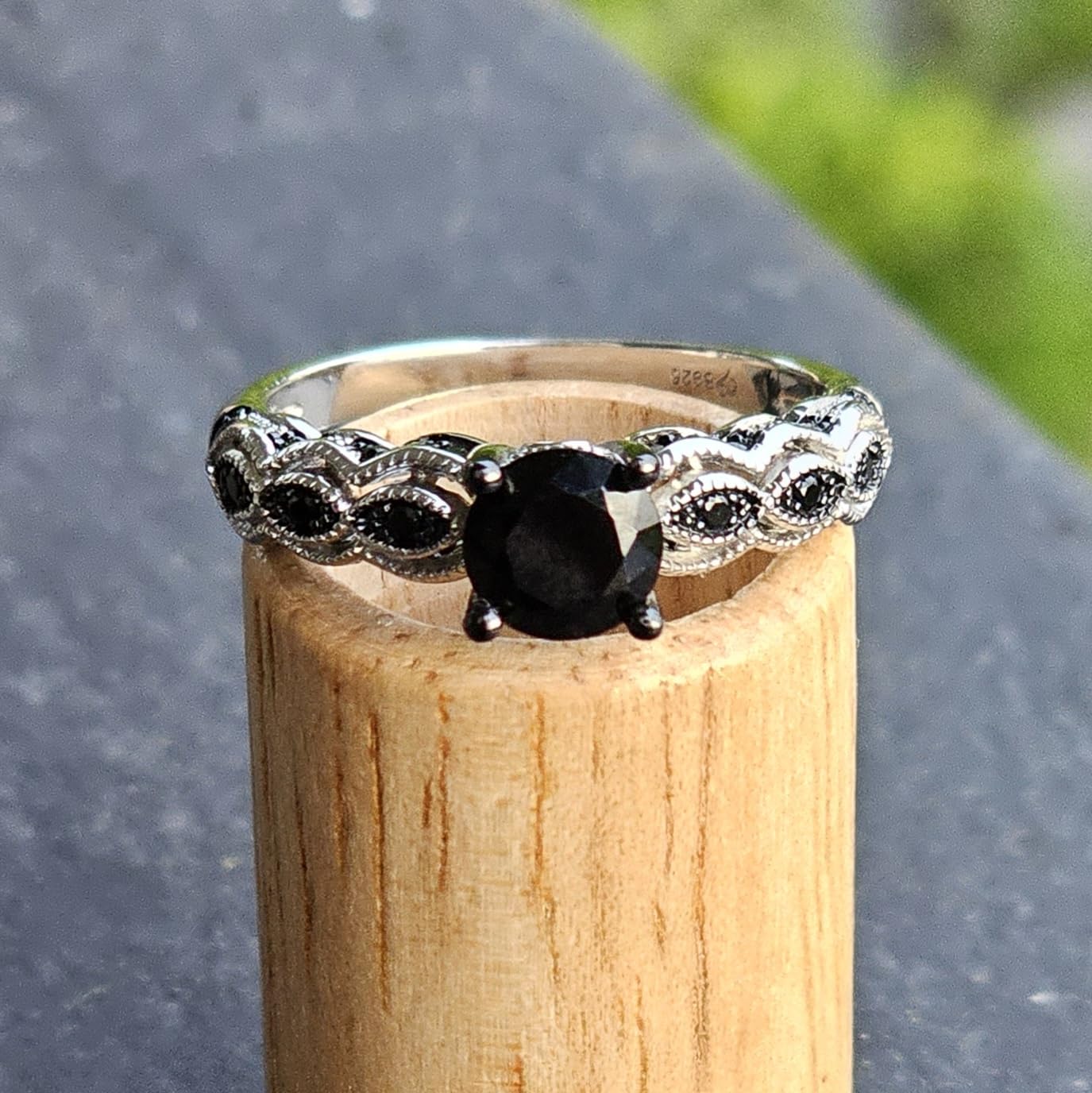 2 Carat Vintage Milgrain Engagement Ring Women 925 Sterling Silver Black Diamond Wedding Rings Round Cut CZ Cubic Zirconia Eternity Rings with 0.46 Ct White Diamond Valentine Gift customer photo 2