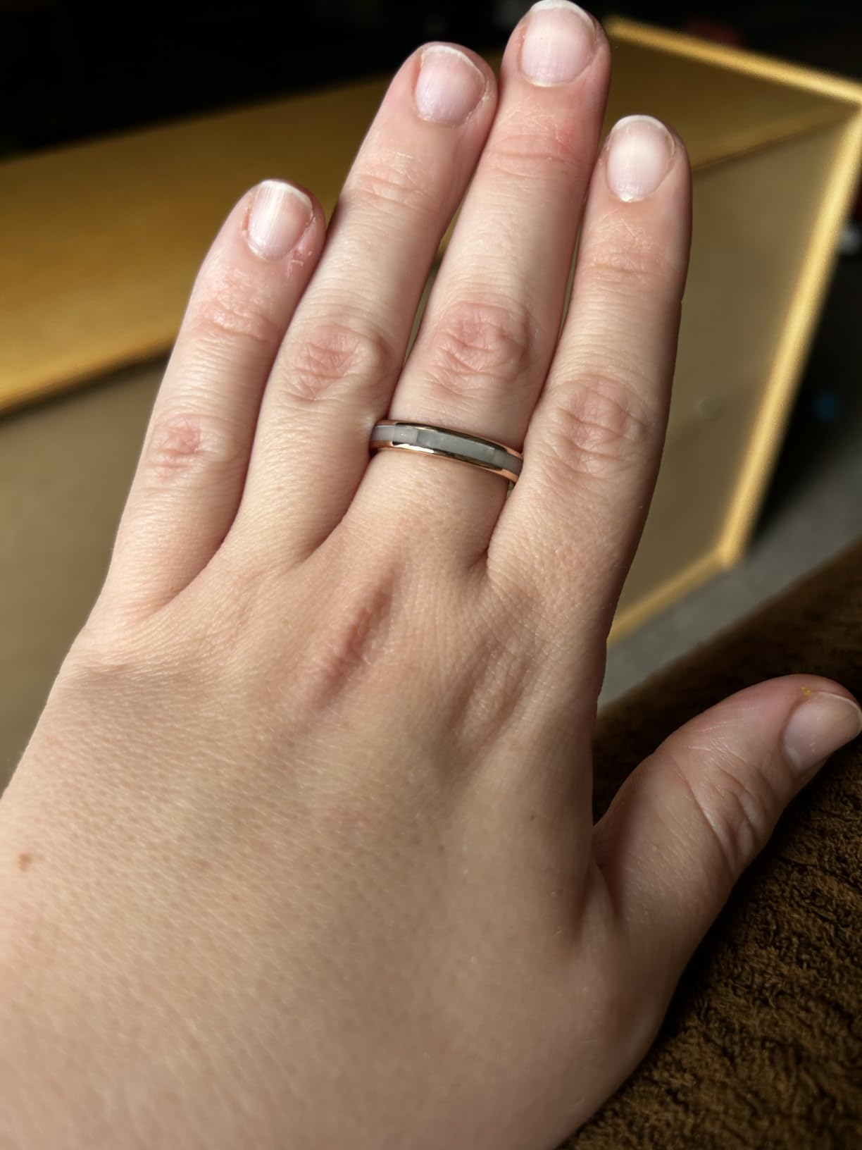 Women's Tungsten Wedding Band, Mother of Pearl Inlay customer photo 2
