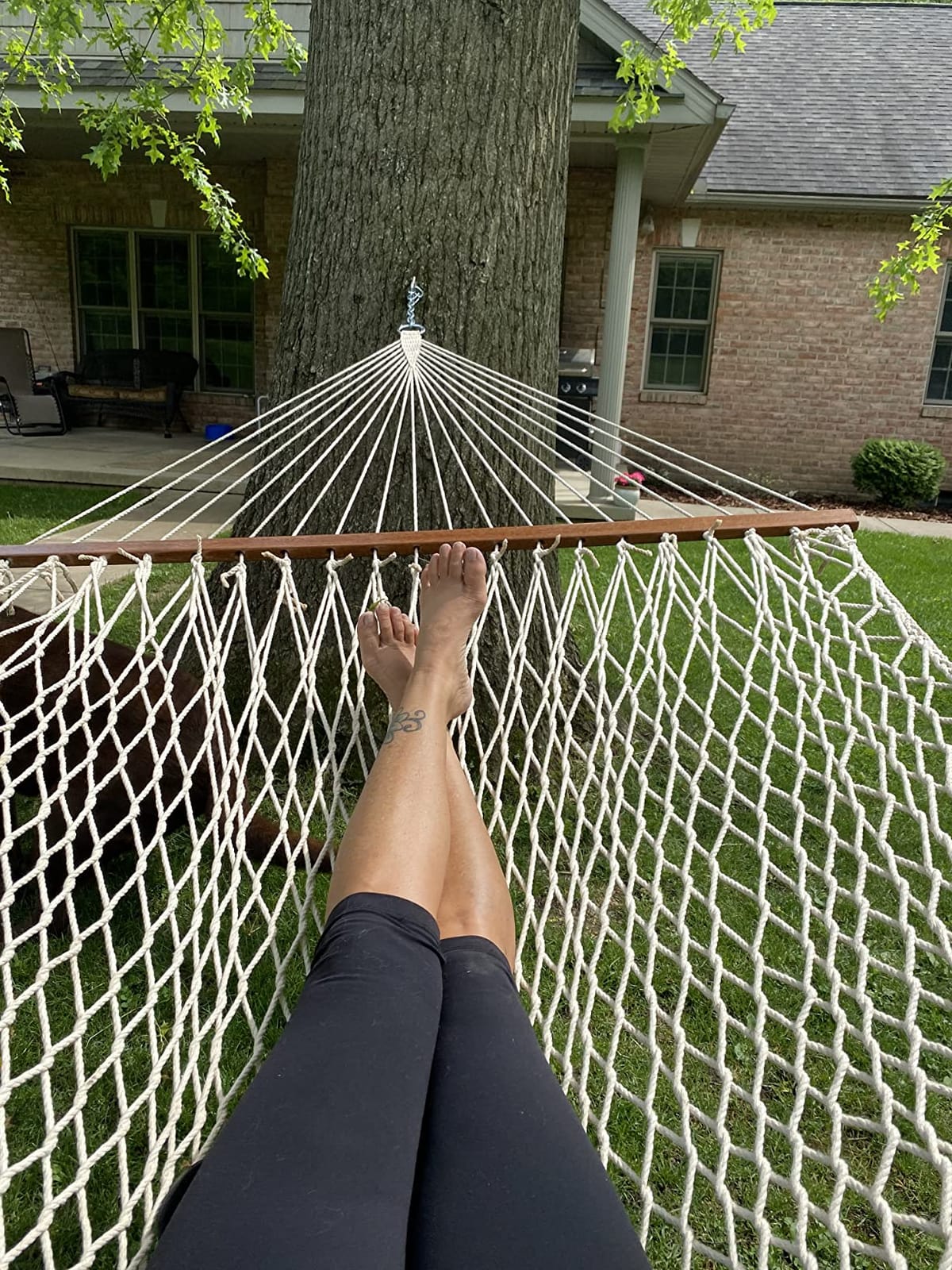 Castaway Living 13 ft. Double Traditional Hand Woven Cotton Rope Hammock - 2-Person, 450 lb Capacity, Free Extension Chains & Tree Hooks, Designed in the USA customer photo 1