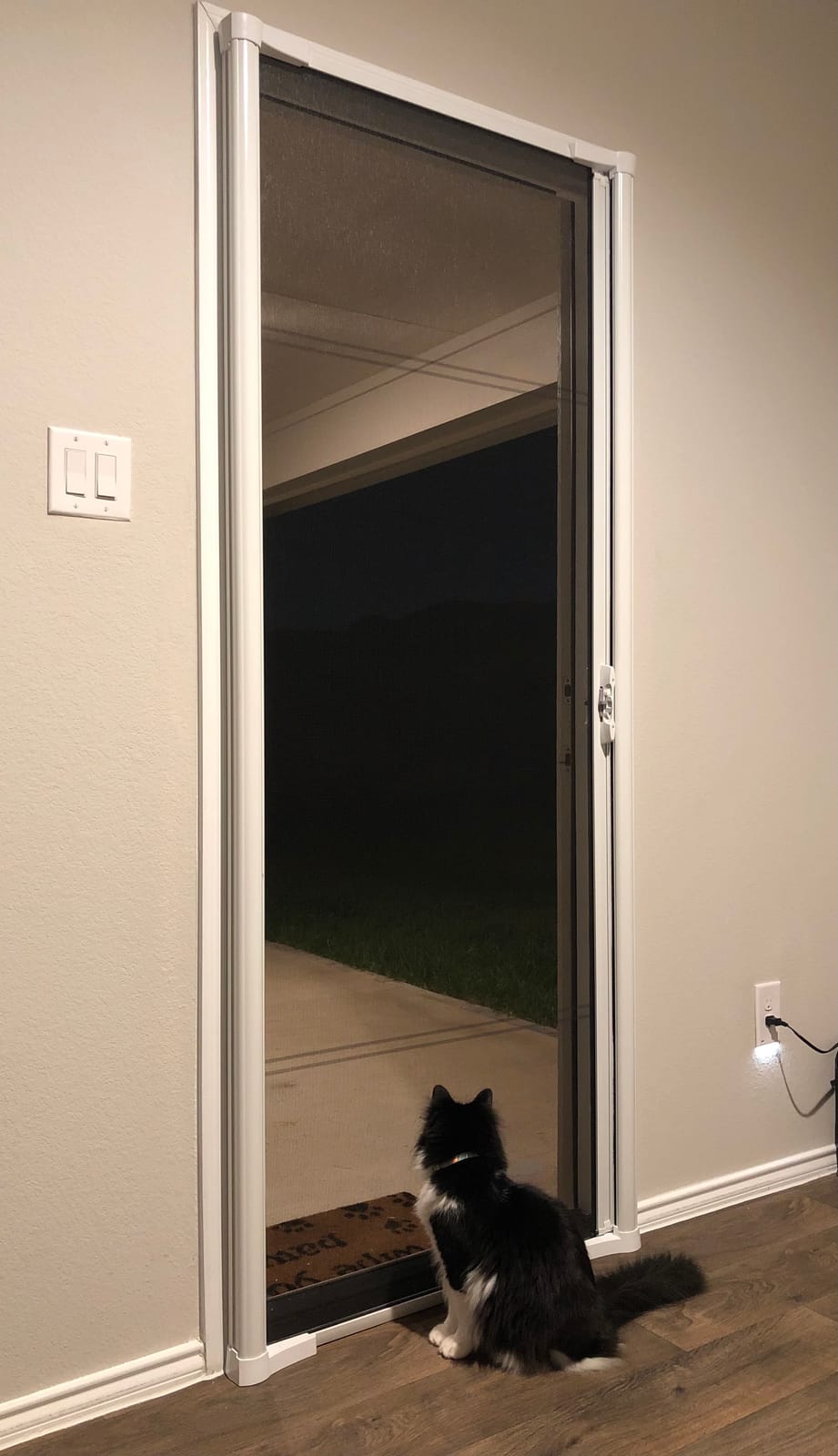 LARSON Brisa Brown Retractable Screen Door Thin Mesh 32-36 in Wide | Single, Thin Mesh Screen, High Visibility customer photo 1