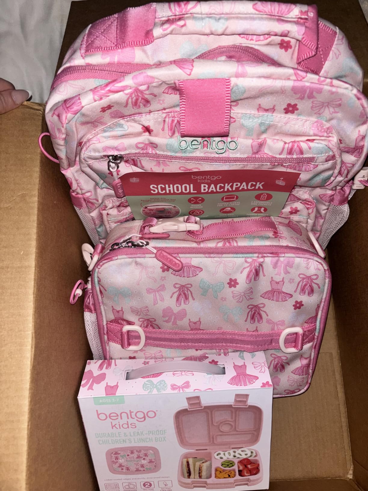 Bentgo Kids Prints Leak-Proof 5-Compartment Bento-Style Kids Lunch Box | Ideal Portion Sizes for Ages 3-7, Durable, Drop-Proof, Dishwasher Safe, PFAS & BPA-Free Materials (Rainbows and Butterflies) customer photo 2