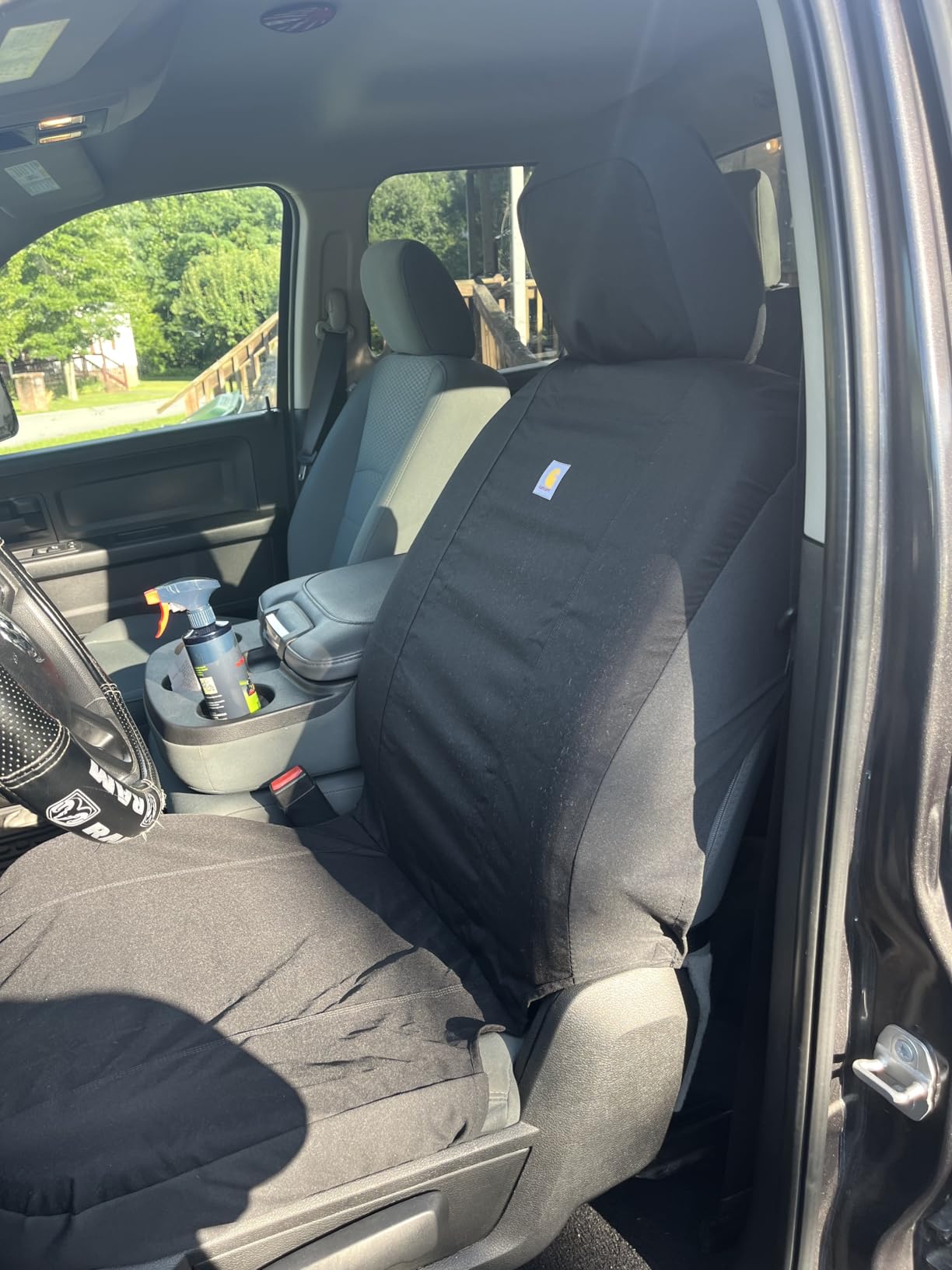 Carhartt Universal Nylon Duck Canvas Fitted Bucket Seat Cover, Durable Seat Protection with Rain Defender, Single, Black customer photo 1