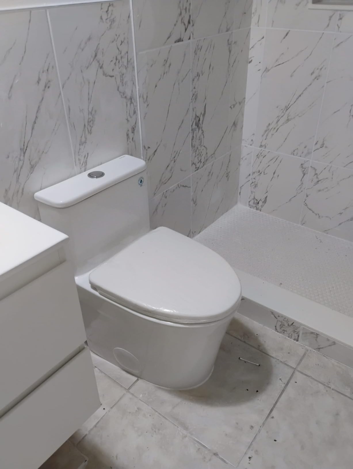 DeerValley Compact One-Piece Toilet 1.28 GPF Single Flush Fully Skirted Bowl with Soft-Close Seat White Space-Saving Elongated Toilets for Small Bathrooms customer photo 1