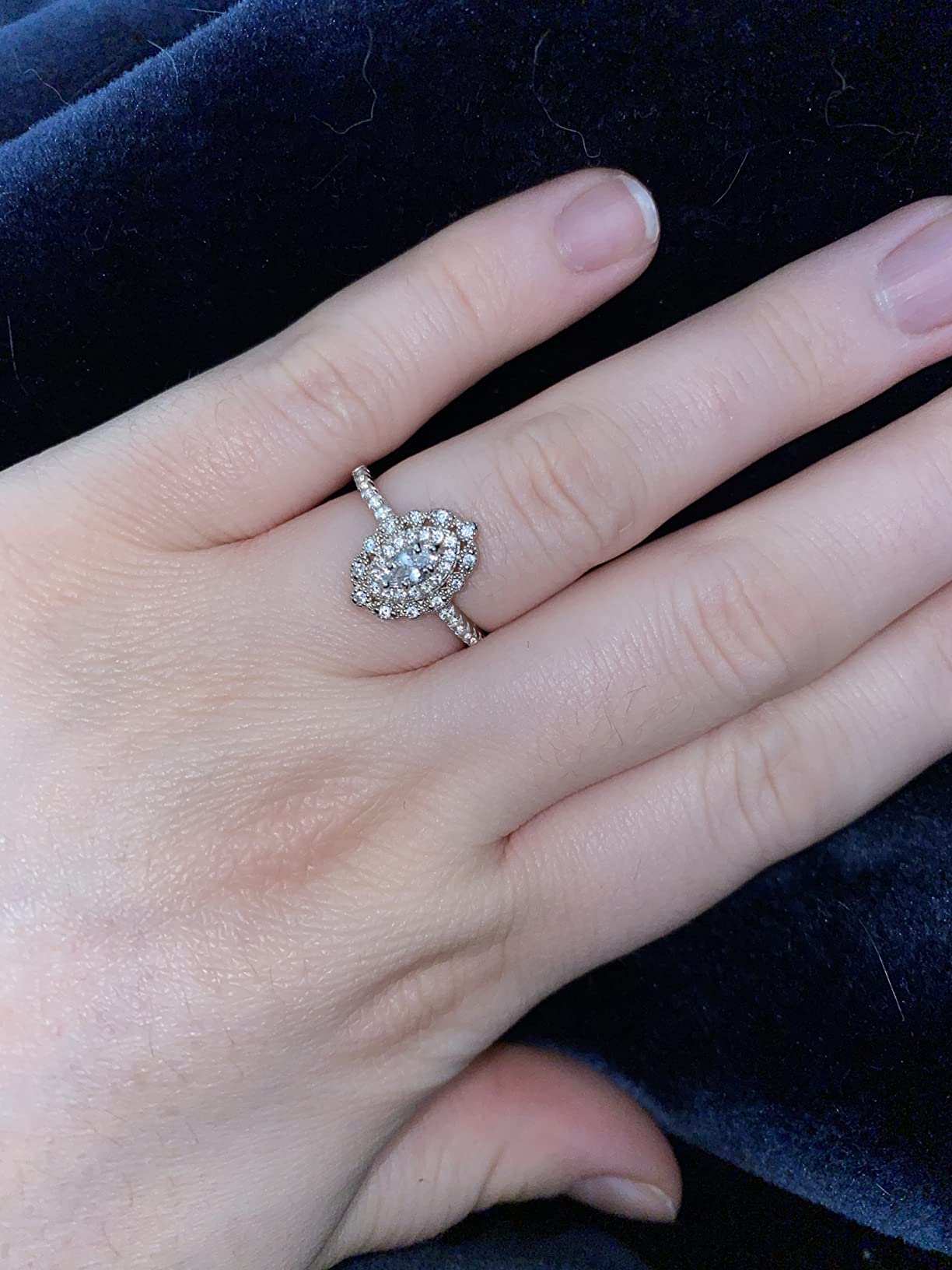 Blue Apple Co. Vintage Style Art Deco Marquise Wedding Engagement Bridal Ring Round Simulated Cubic Zirconia 925 Sterling Silver customer photo 1