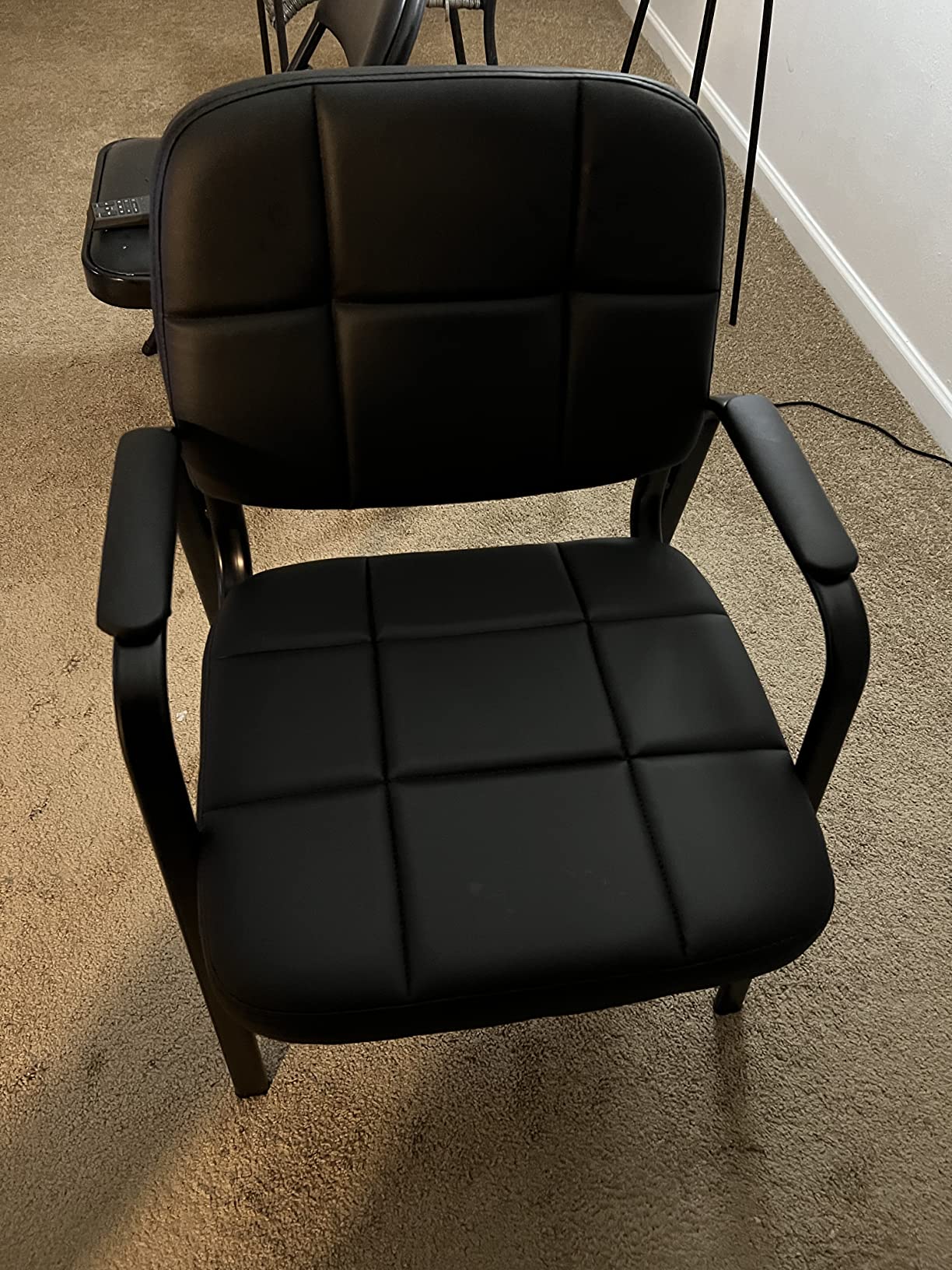 CLATINA Waiting Room Guest Chair with Bonded Leather Padded Arm Rest for Office Reception and Conference Desk Black 2 Pack customer photo 1