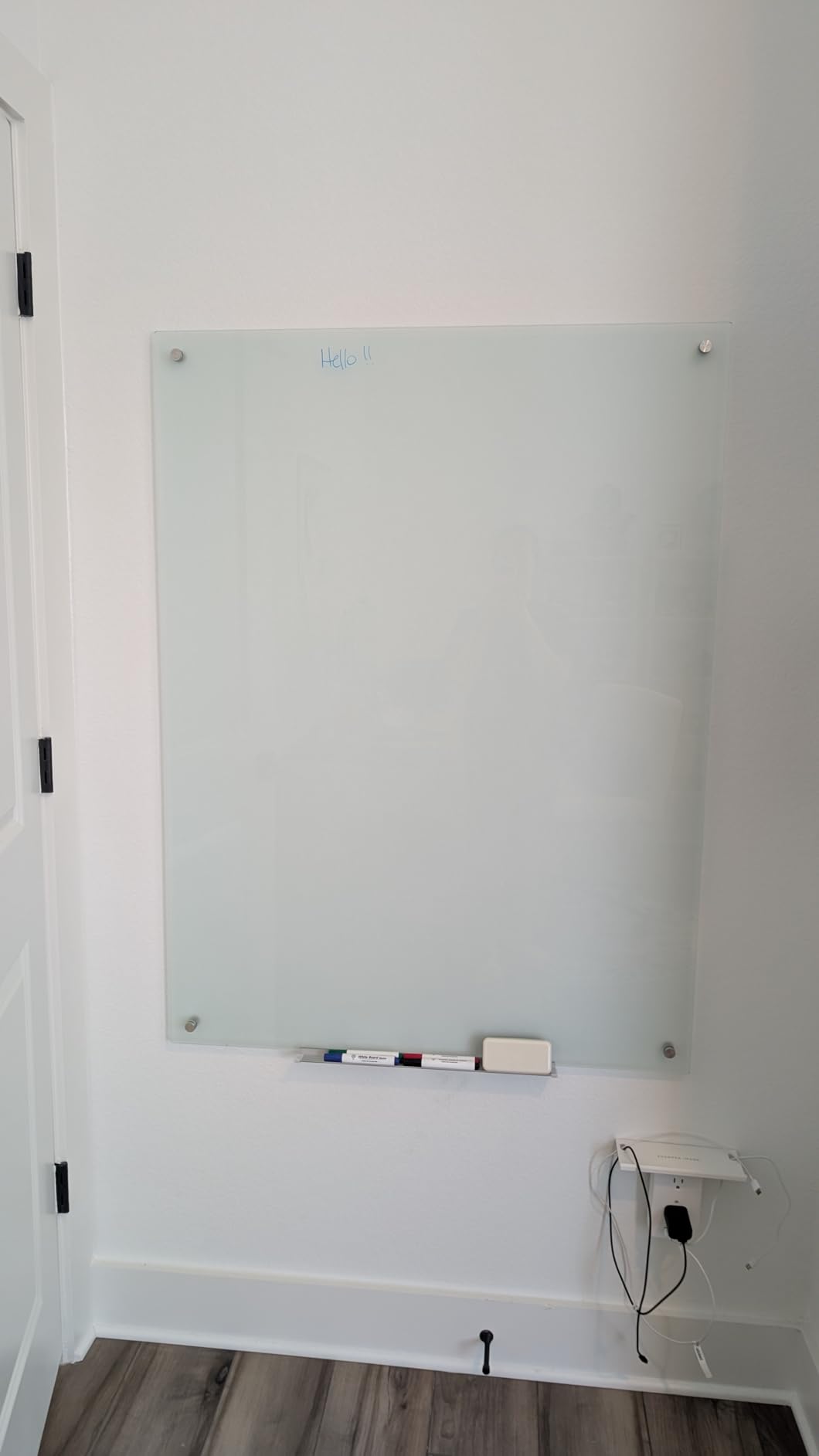 Frosted Glass Whiteboard 47x35 Inch Dry Erase Non-Magnetic | Glass white board wall mounted for office, home& school,Frameless dry erase board with markers, eraser, mounting kit customer photo 1