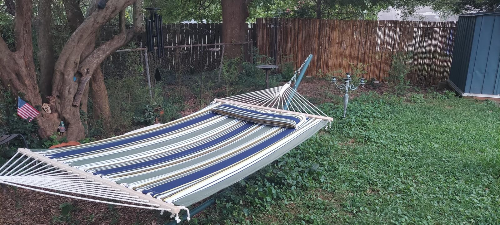SUNCREAT Double Quilted Hammock with Hardwood Spreader Bar, Grey Pattern customer photo 1