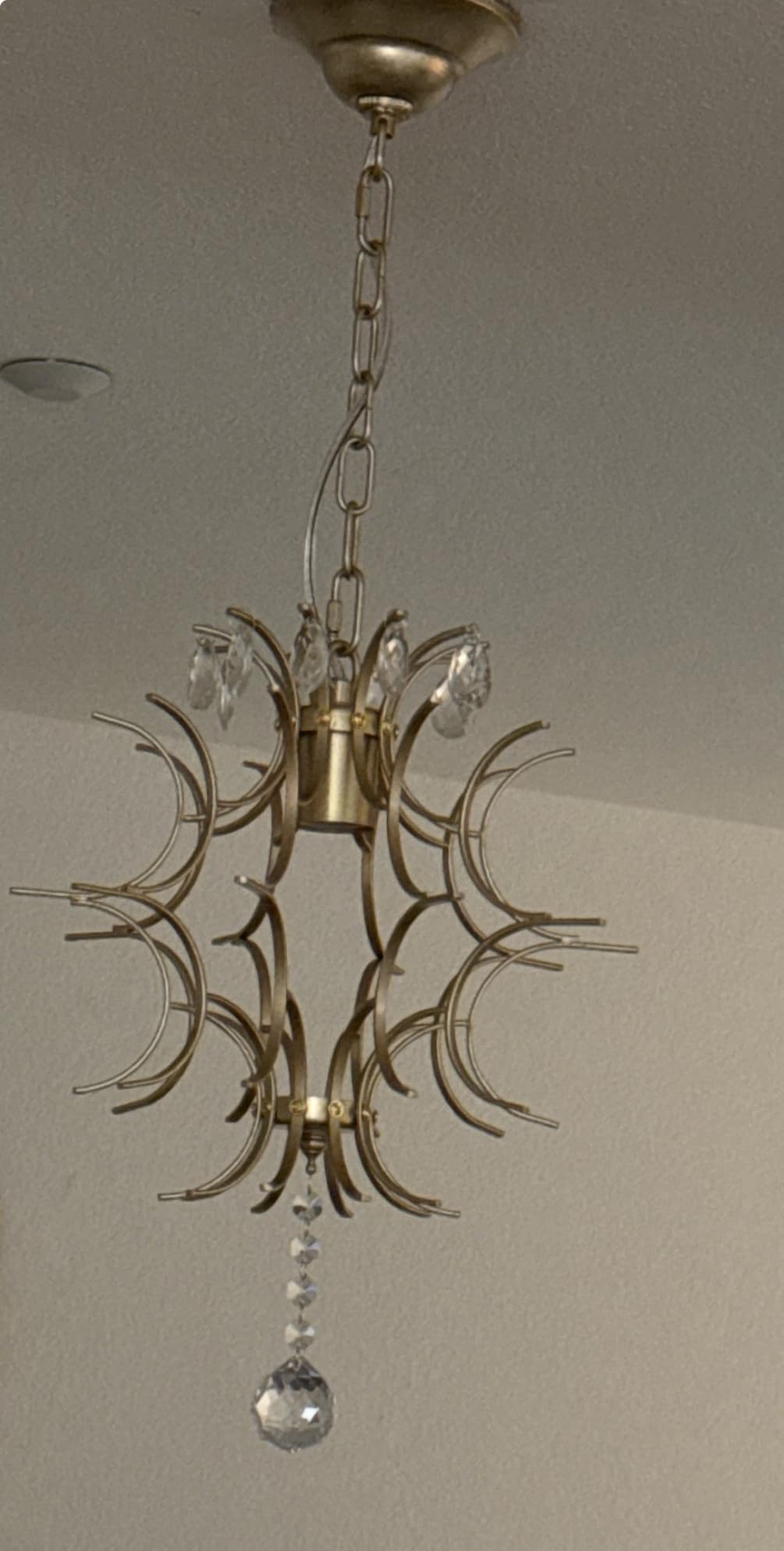 Bestier Modern Gold Pendant Chandelier Crystal Raindrop Lighting Ceiling Light Fixture Lamp for Dining Room Bathroom Bedroom Livingroom entryway 3 E12 Bulbs Required D16 in x H18 in customer photo 2