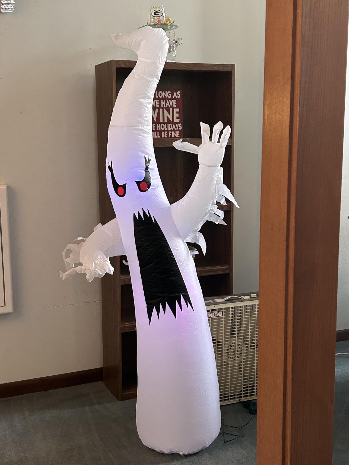GOOSH 6 FT Halloween Inflatables Ghost Outdoor Decorations Blow Up Yard Scary Red Eye Dimming Ghost with Built-in Colorful LEDs for Garden Lawn Indoor Party Decor customer photo 1