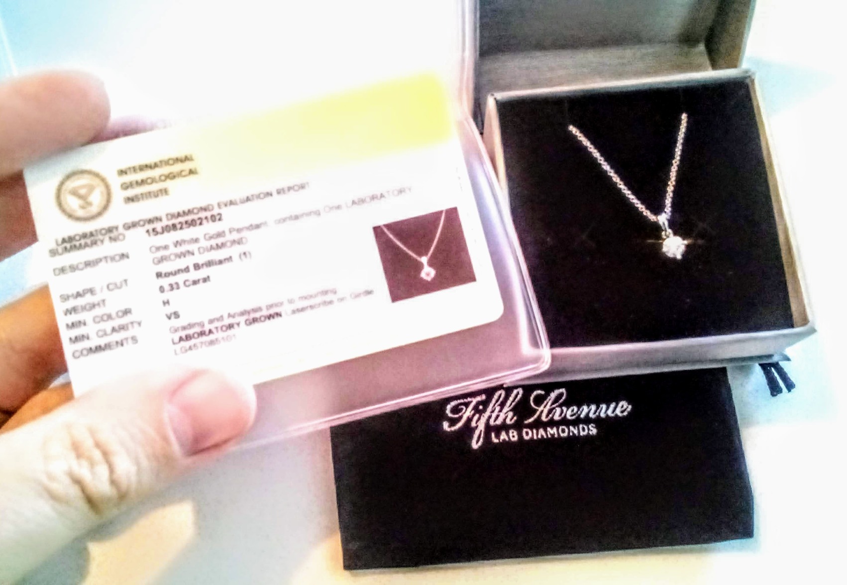 IGI Certified 1/4 to 4 Carat Round Lab Grown Diamond Solitaire Pendant Necklace for Women in 14K Gold (D-E-F/G-H, VS1-VS2, 0.25 to 4 cttw) Brilliant Cut 18 Inch Chain customer photo 2