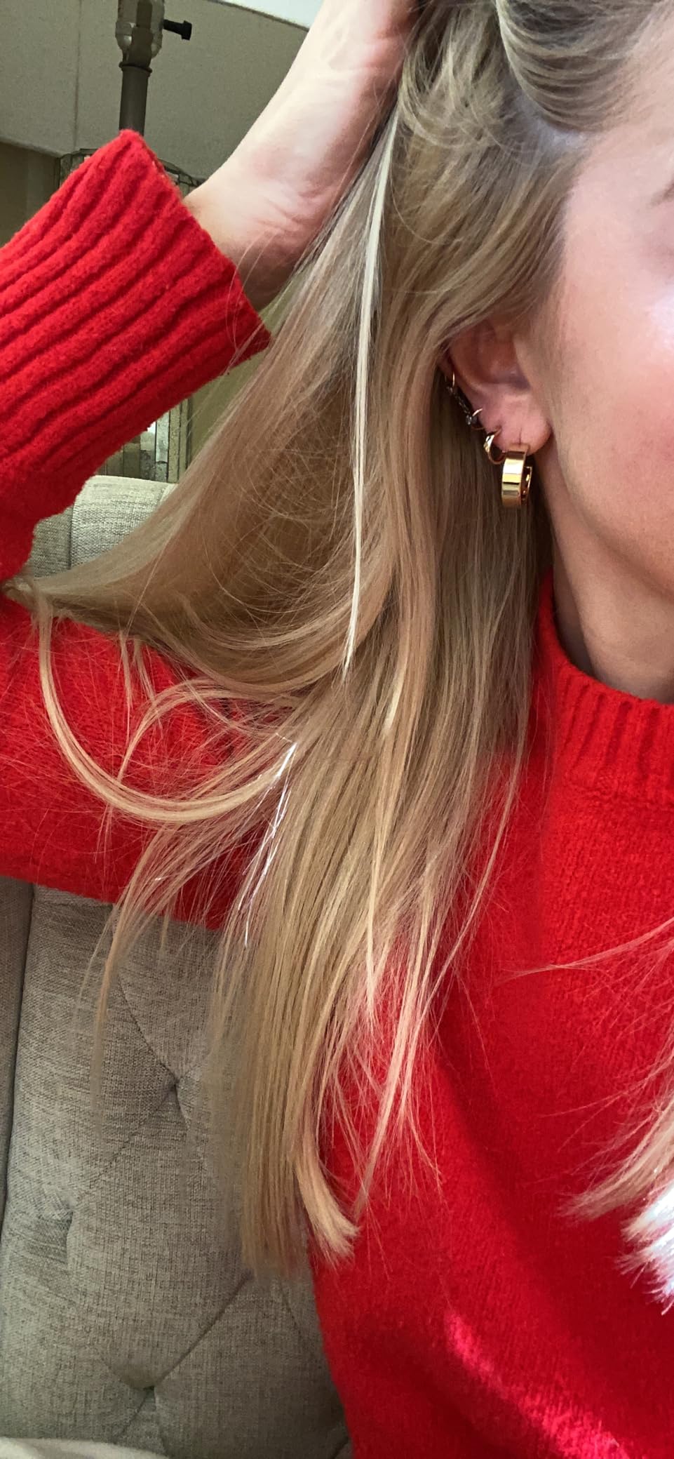 PAVOI 14K Gold Plated Thin Square Edge Open Hoop Earrings for Women | Hypoallergenic Earrings with 925 Sterling Silver Posts, Lightweight Square Huggie Hoop Earrings customer photo 2