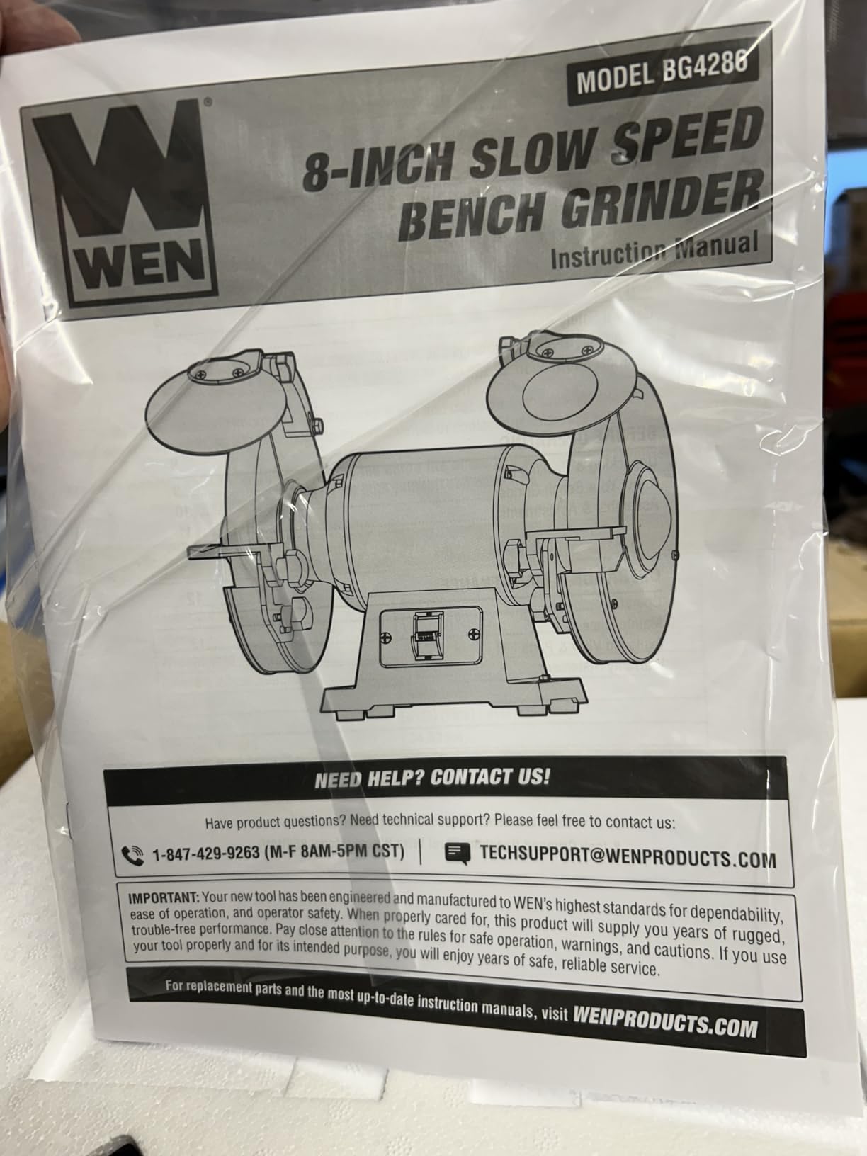 WEN BG4286 3-Amp 8-Inch Slow Speed Bench Grinder, Orange,black customer photo 2