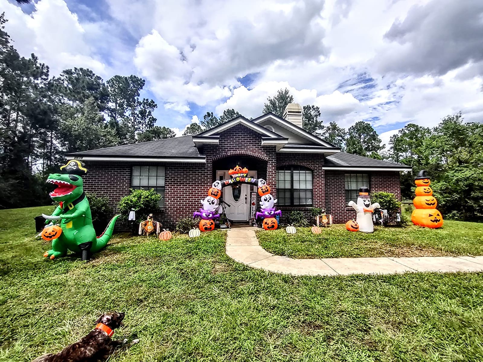 Joiedomi 8 FT Cute Halloween Inflatables Pumpkin Archway Outdoor Decoration, Archway Halloween Blow Up for Yard with Build-in LED Lights, Inflatable Arch Yard Outside Pumpkin Decor for Party, Garden customer photo 1