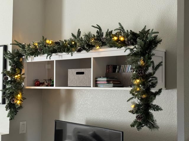 9 FT Christmas Garland Pre-lit 70 LED Lights Holiday Artificial Decor for Stairs Mantle Door Indoor Outdoor Garland with Battery Operated Timer customer photo 1