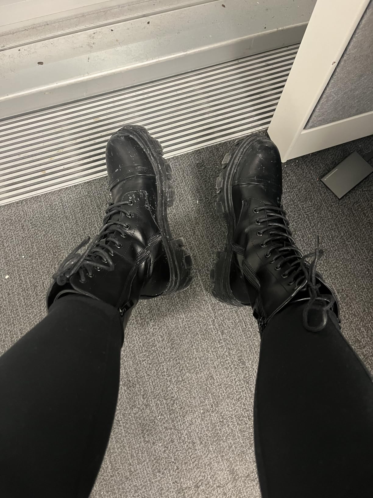 DREAM PAIRS Women's Combat Boots Lace up Mid Calf Boots Low Heel Chunky Platform Lug Sole Riding Boots customer photo 2