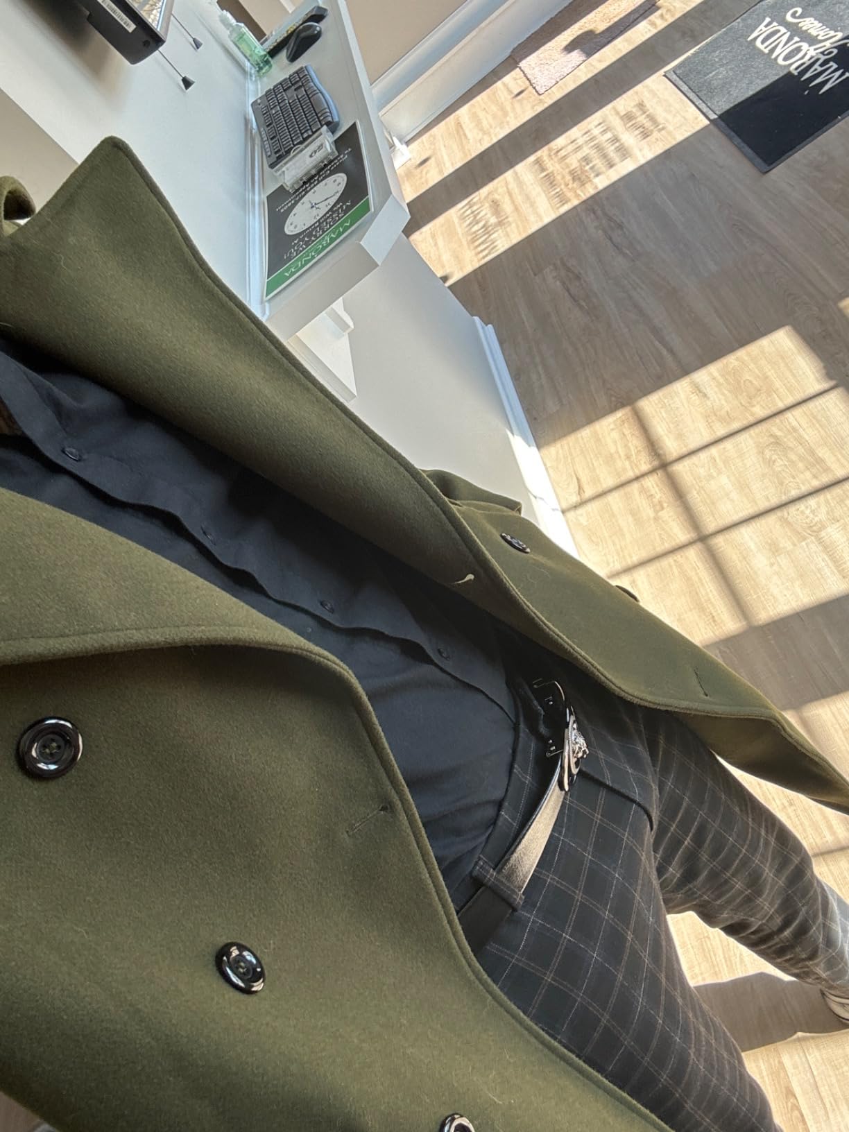 Makkrom Mens Double Breasted Trench Coat Casual Lapel Collar Business Winter Long Overcoats customer photo 1