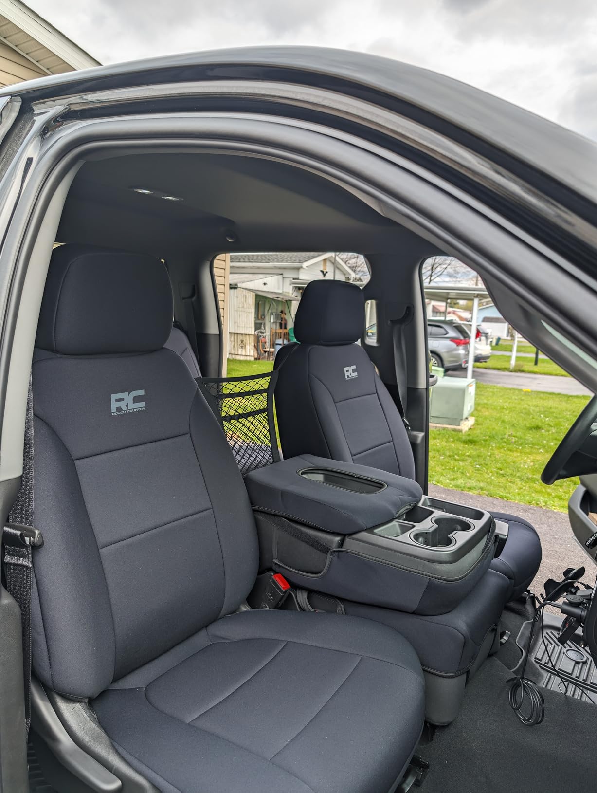 Rough Country Neoprene Seat Covers for Chevy Silverado & GMC Sierra 1500 (2019-2026) w/No Rear Seat Storage or Cup Holder - Waterproof & UV Resistant, Foam Padded, Front & Rear Row Cover Set customer photo 1