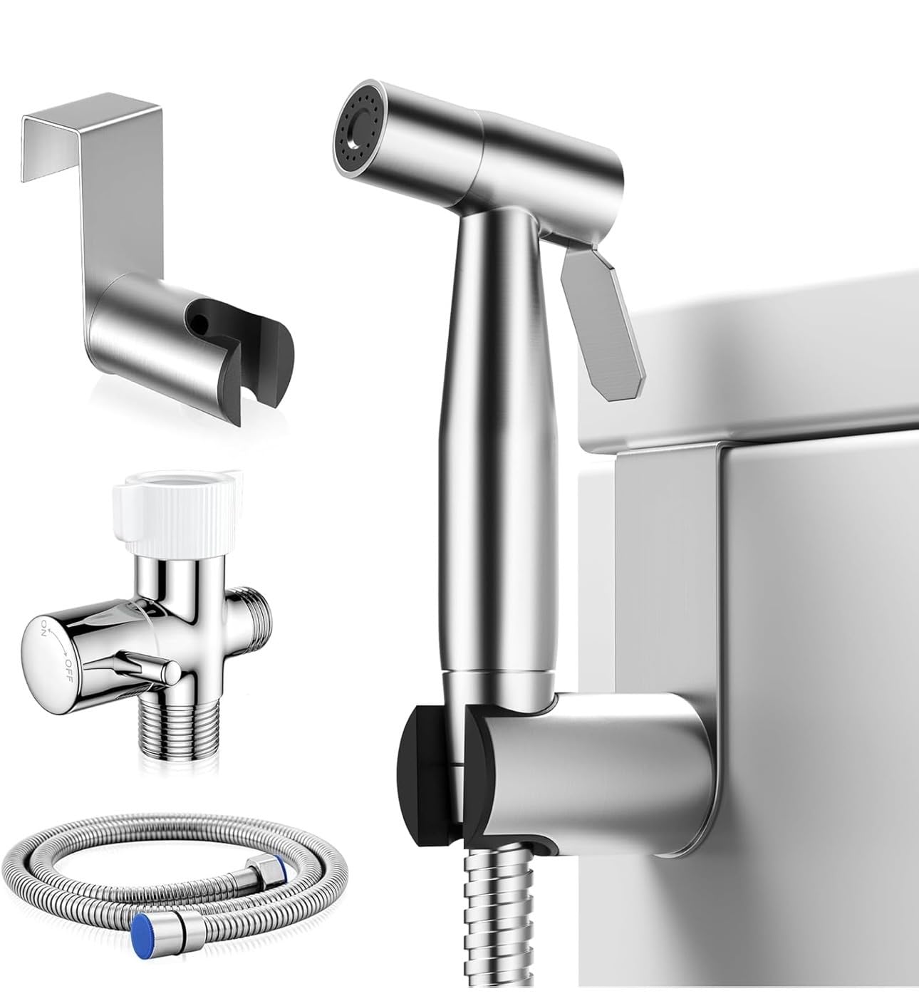 BRITULIF Handheld Bidet Sprayer for Toilet, Adjustable Pressure, Jet Spray | Leak-Free Hose, Tank or Wall Mount, Feminine Wash, Cloth Diaper Sprayer, Stainless Steel Body, Nozzle, Soft Silicone Nozzle customer photo 1