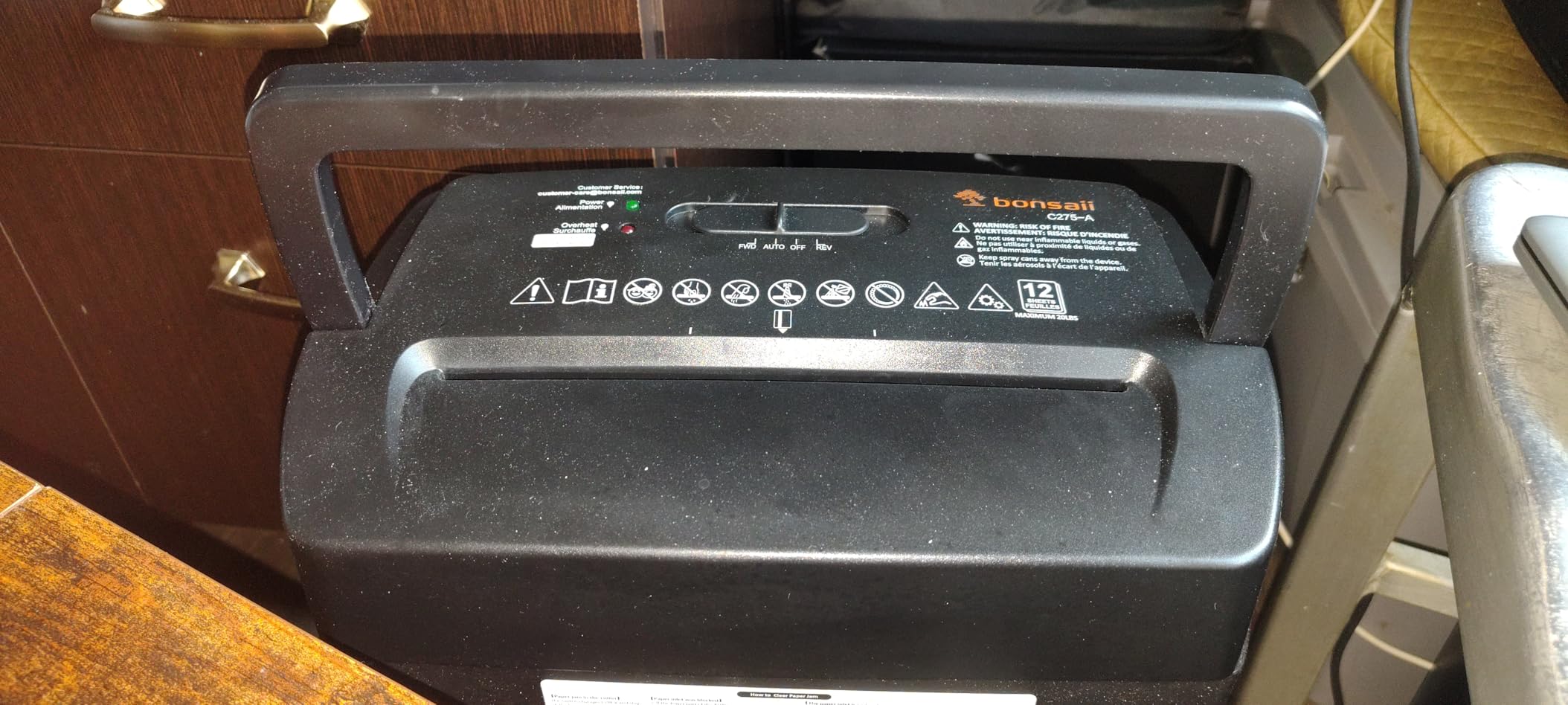 Bonsaii 12-Sheet Cross Cut Paper Shredder, 5.5 Gal Home Office Heavy Duty Shredder for Paper, Credit Card, Mail, Staples, with Transparent Window, High Security Level P-4 (C275-A) customer photo 1