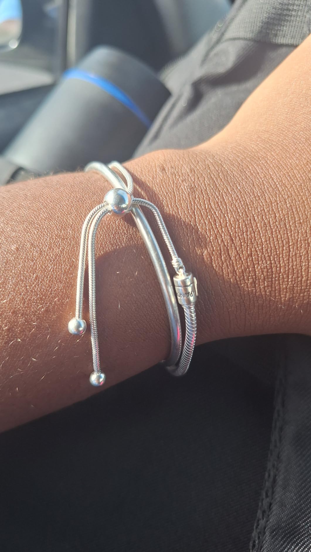 Moments Snake Chain Slider Bracelet - Charm Bracelet for Women - Sterling Silver with Clear Cubic Zirconia - 11 customer photo 1