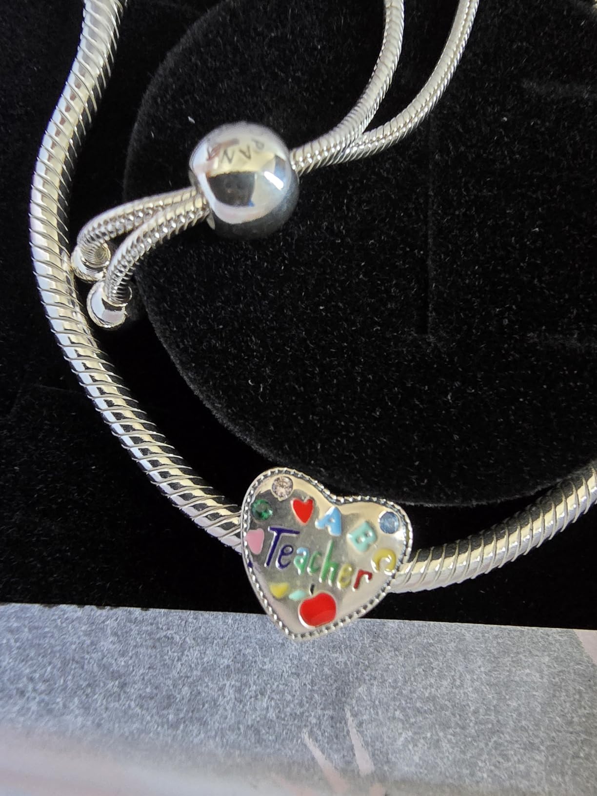 Moments Snake Chain Slider Bracelet - Charm Bracelet for Women - Sterling Silver with Clear Cubic Zirconia - 11 customer photo 2