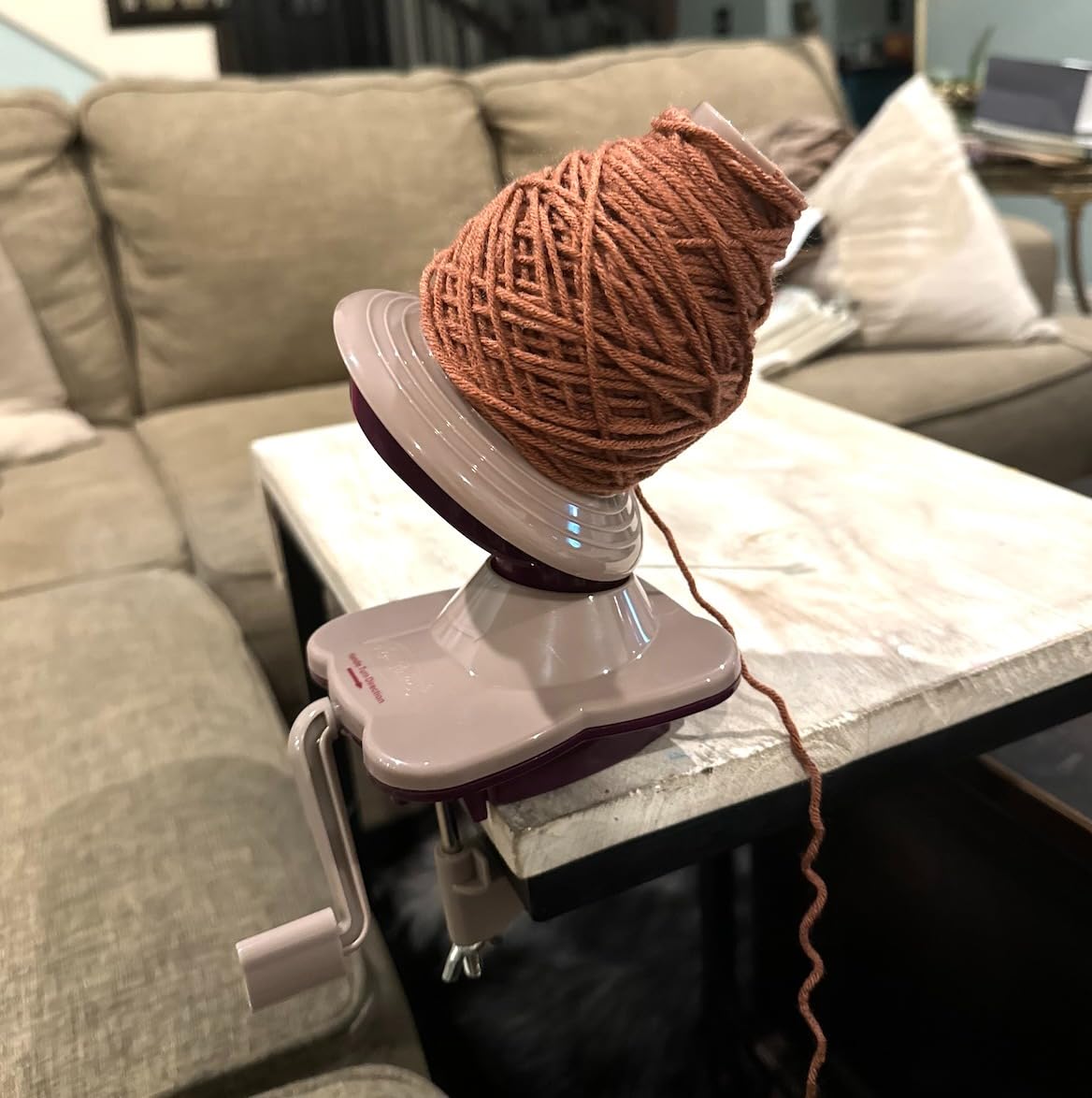Knit Picks Yarn Ball Winder for Knitting and Crocheting (Purple) | Manual ball winder that winds up to 100g or 3.5 ounces of yarn into a cake customer photo 2