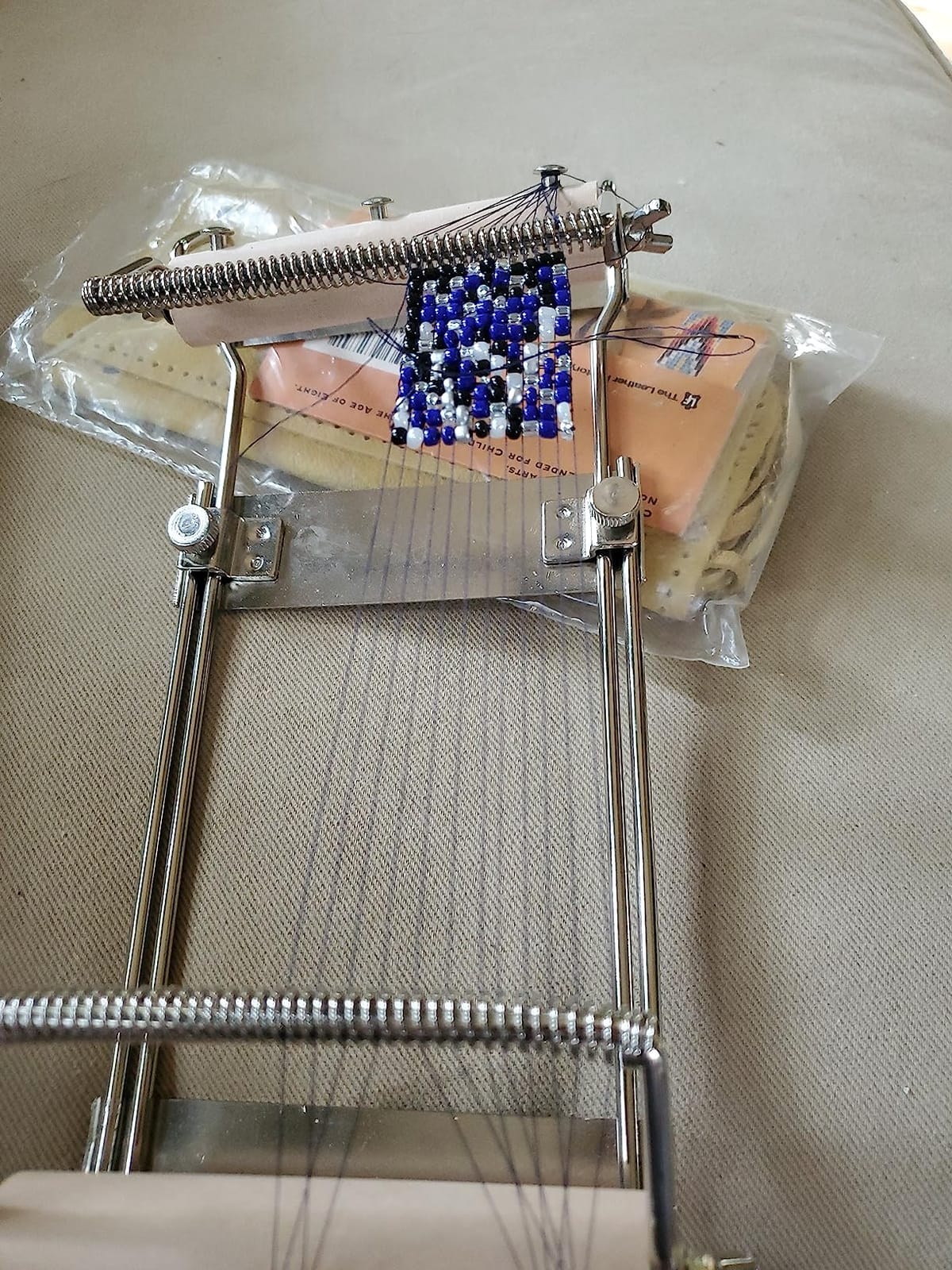 hobbyworker The Second Generation Adjustable Bead Loom Kit with Seed Beads,Large Eye Curved Beading Needle, Funnel Tray,Lobster Clasp,Open Ring and Bead Mat for Jewelry Making kit customer photo 1