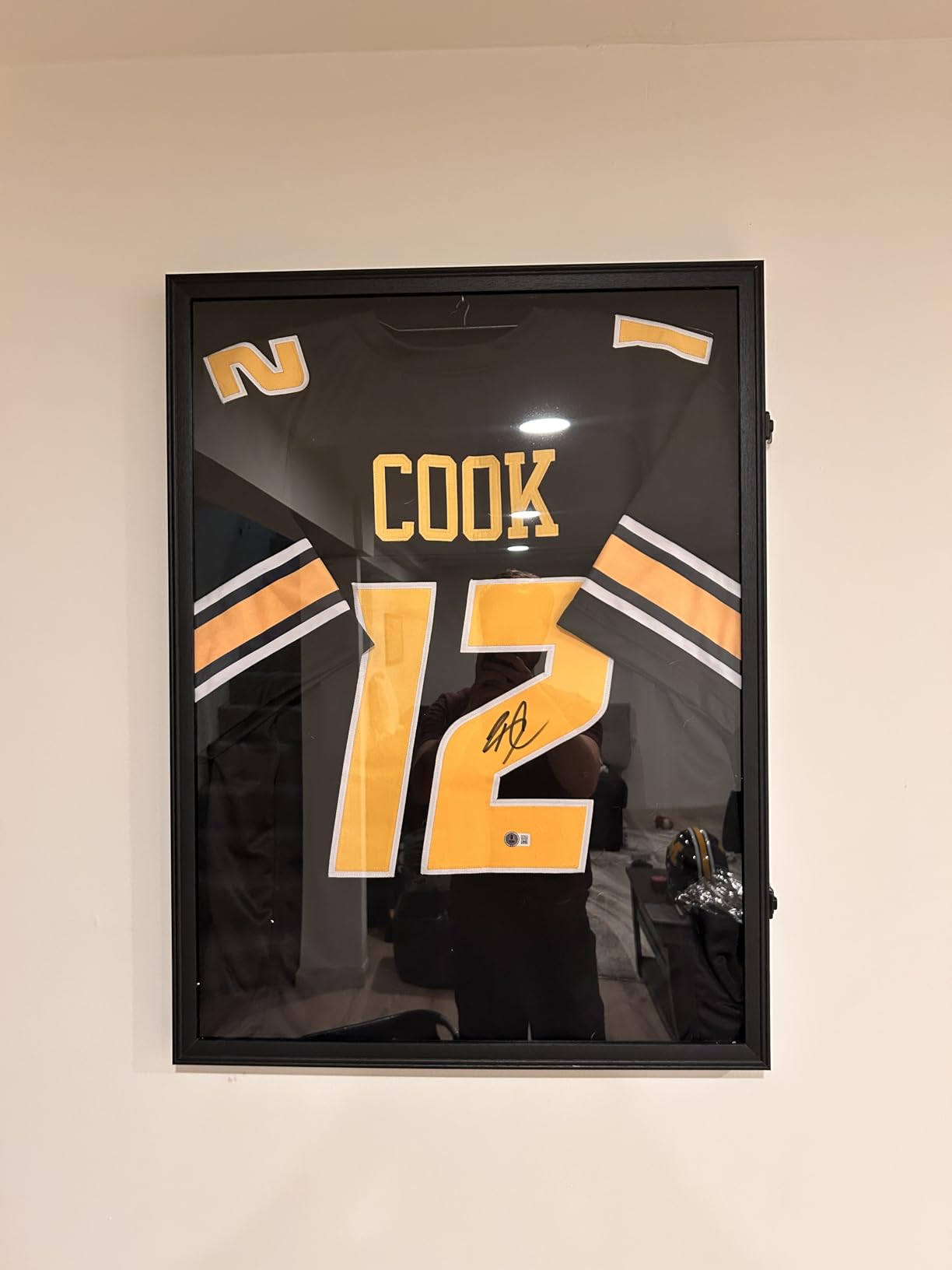 TIDYME Jersey Frame Display Case, Lockable Sports Shadow Box, Silver Locks | 98% UV protection, shatterproof panel, 31.25x23.25 in wood frame, 3 hanging options, fits football & baseball jerseys customer photo 2