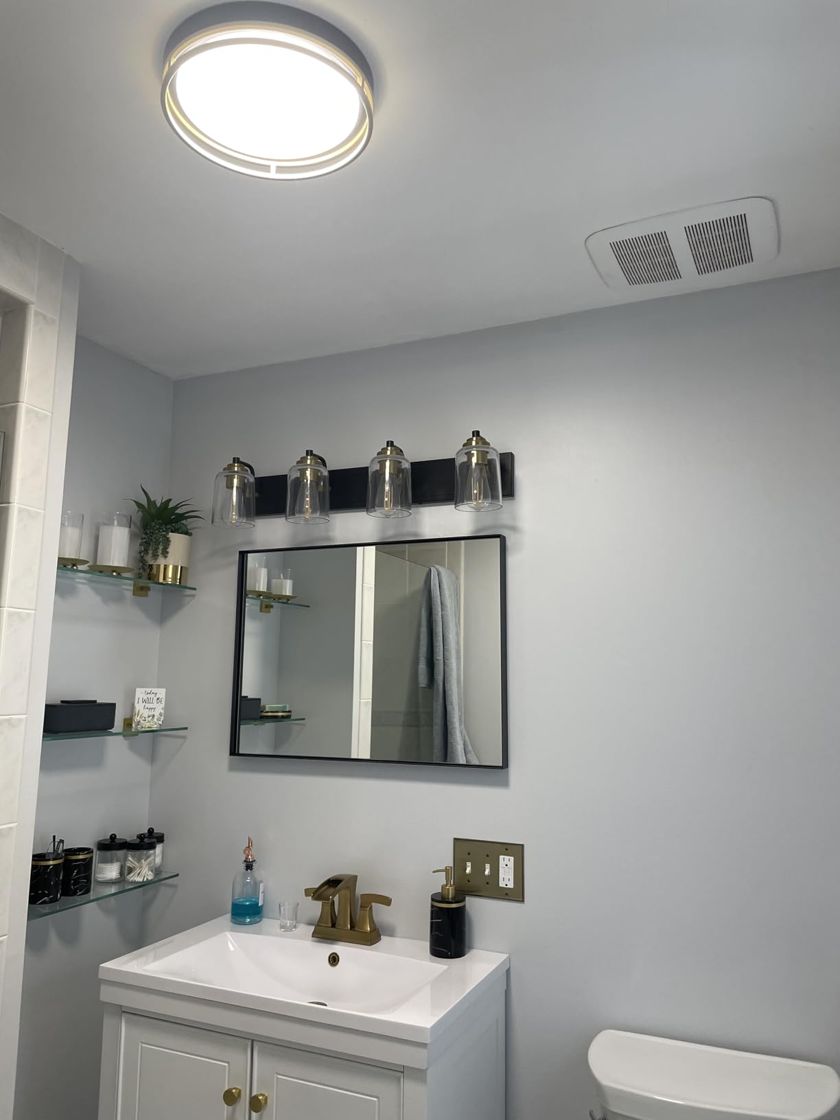 12.5 Inch LED Flush Mount Ceiling Light Fixture, 26W, Super Bright 1700 Lumens, 3 Color 3000K/4000K/5000K, Dimmable Ceiling Lamp for Bedroom Hallway Bathroom Kitchen Laundry (Black Gold) customer photo 2