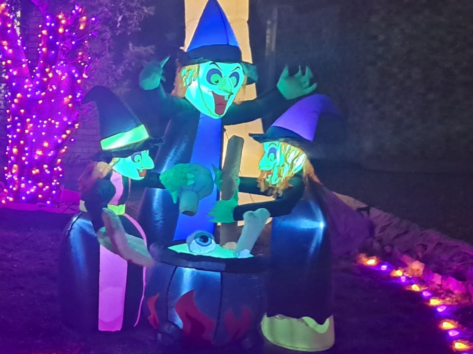 Halloween Inflatables Outdoor Decorations, 6 Feet 3 Witches, LED Lights, Blow up Lighted Yard Lawn Home Family Decorations customer photo 1