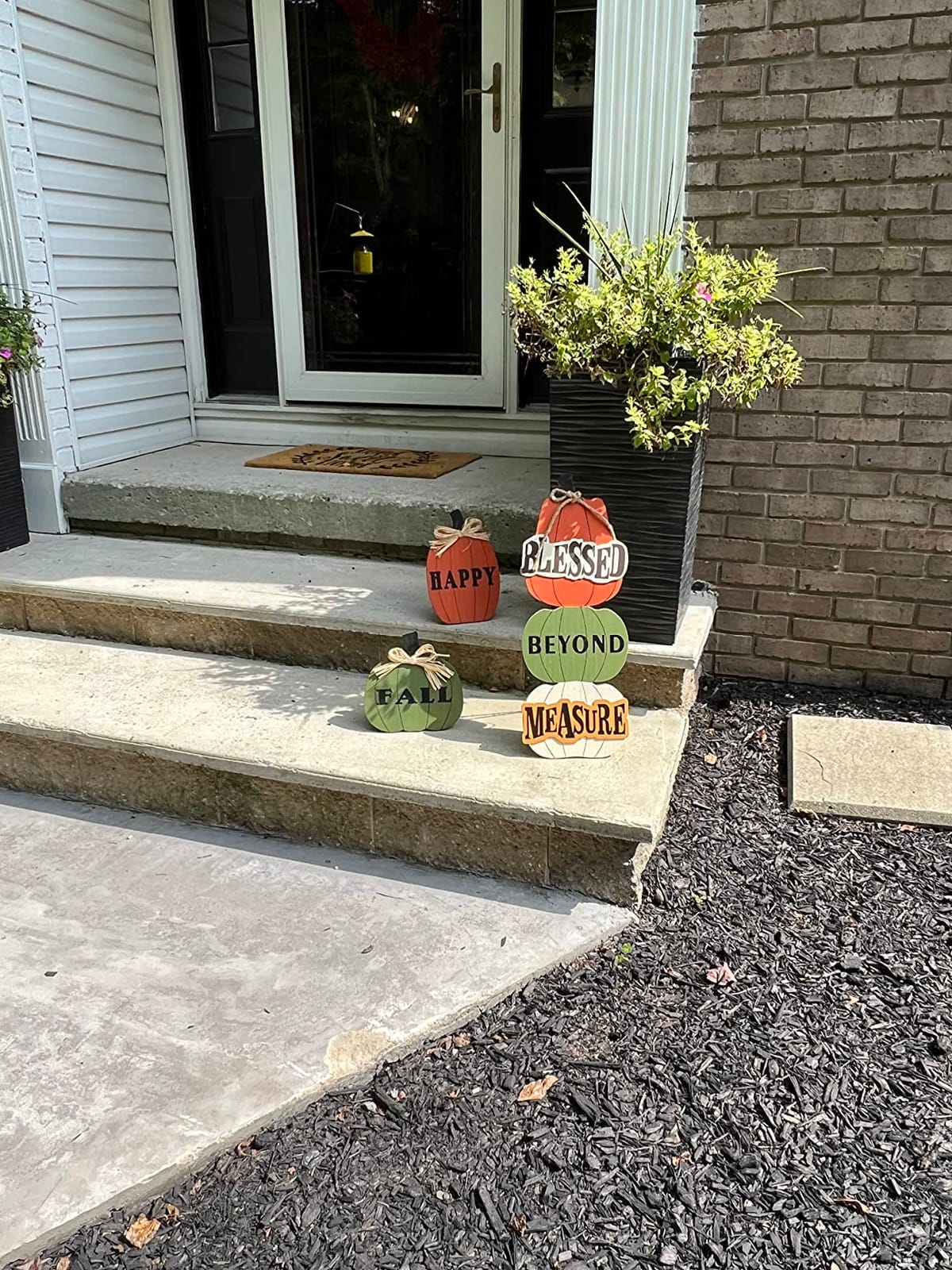 Outdoor Fall Decorations for Home, MEETYAMOR 3 Pack Pumpkin Wood Porch Standings with HAPPY FALL Lettered for Fall Decor, Welcome Home Sign for Front Door, Porch, Garden, Yard, Patio, Thanksgiving customer photo 2