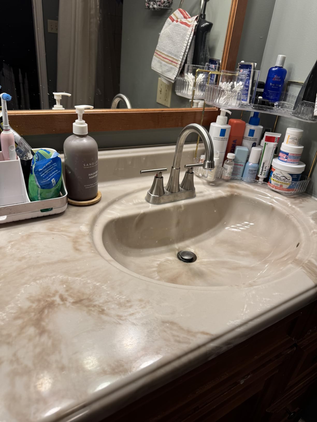 Bathroom Faucets for Sink 3 Hole, Hurran 4 inch Brushed Nickel Bathroom Sink Faucet with Pop-up Drain and Supply Lines, Stainless Steel Centerset Faucets for Sink Vanity RV customer photo 2
