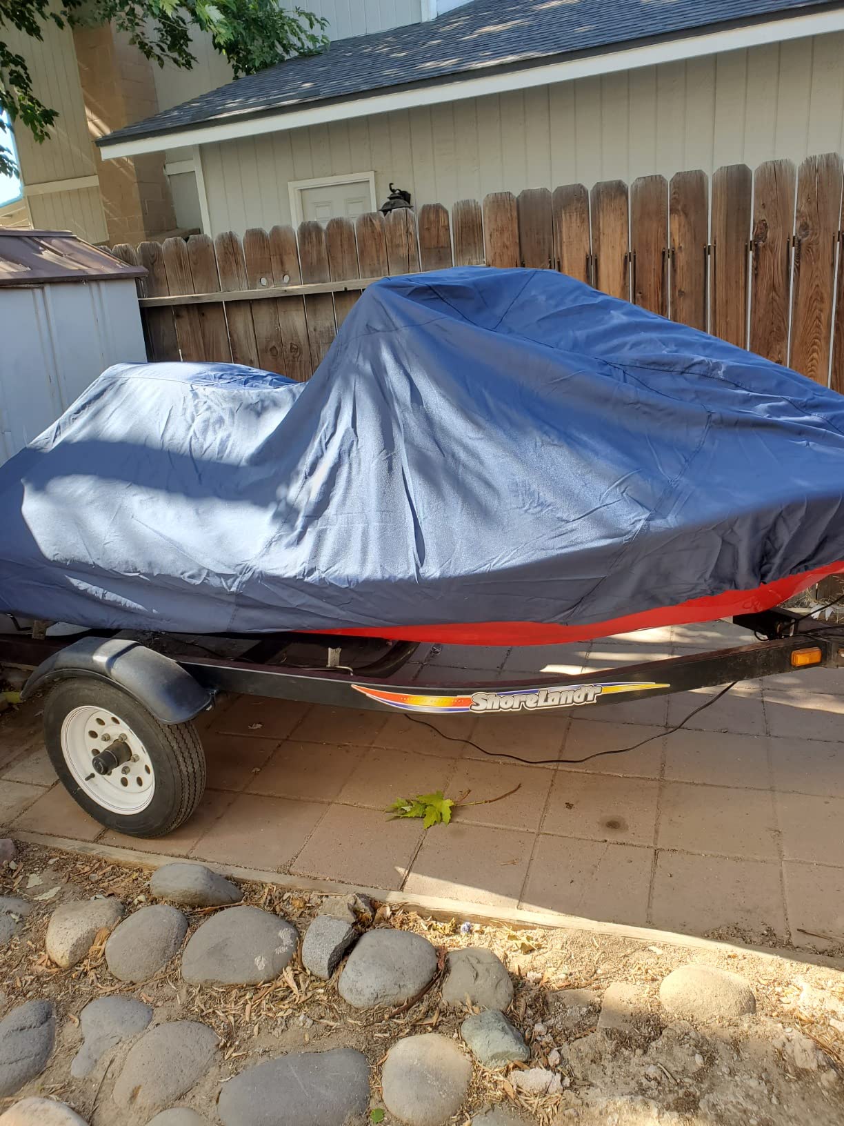 Upgraded Fade and Crack Resistant Trailerable Jet Ski Cover, Heavy-Duty Waterproof and UV Protection PWC Cover, Jetski Watercraft Cover with Reflective Strips Black Fits from 126