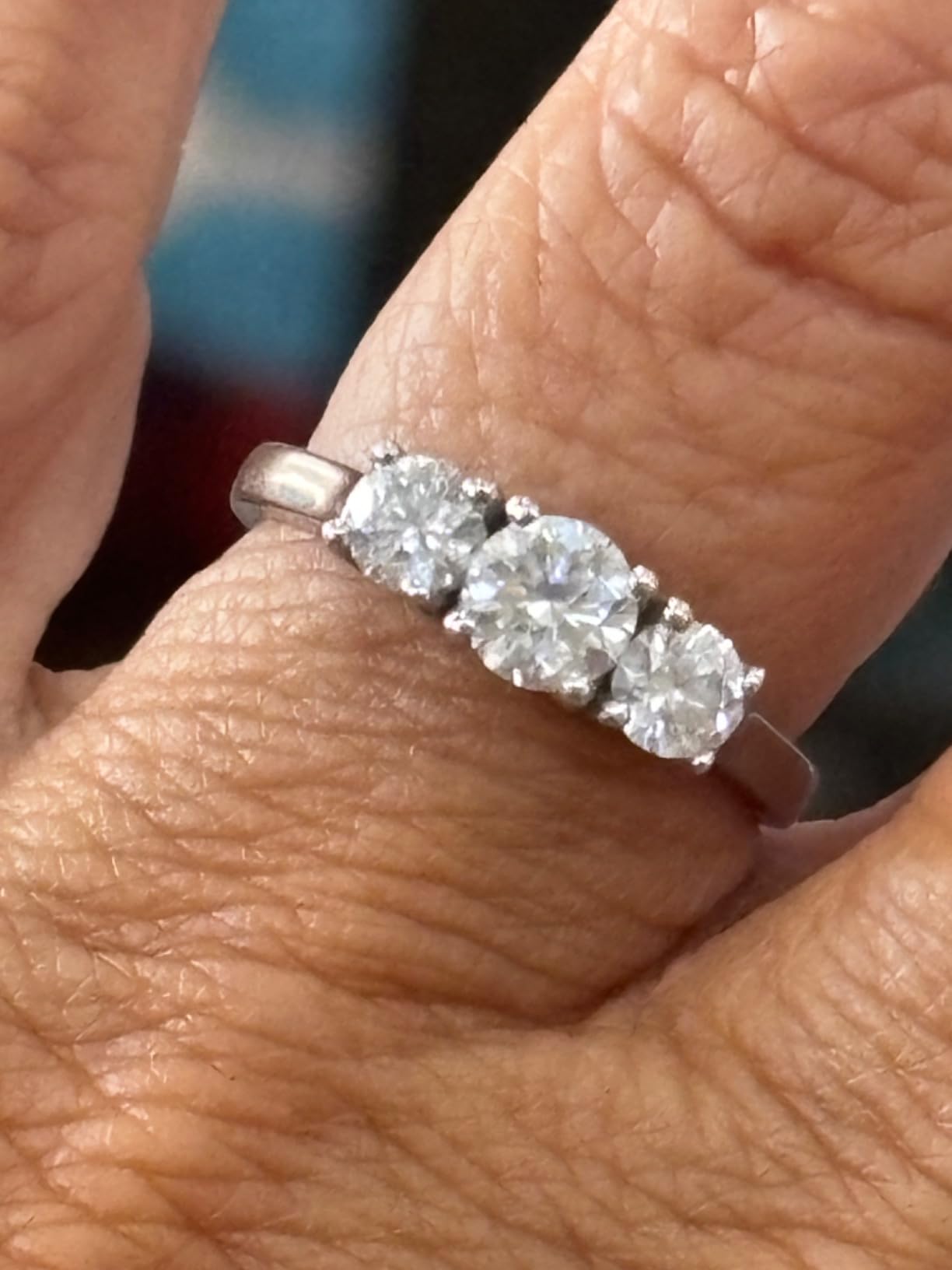 Houston Diamond District 1 to 6 CT Lab Grown 3 Stone Engagement Ring | 14K White Gold IGI Certified Round Cut Diamond Three Stone Wedding Ring in Solid Gold D-E Color VS1-VS2 Clarity customer photo 1