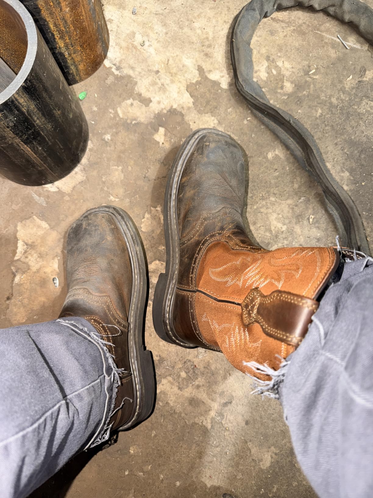 HISEA NINGO Steel Toe Work Boots for Men Square Toe Cowboy Boots Soft Toe | Full-Grain Leather Western Boots, Water & Slip Resistant Steel Toe Boots, Goodyear Welt, EH Rated, for Construction Farming customer photo 1