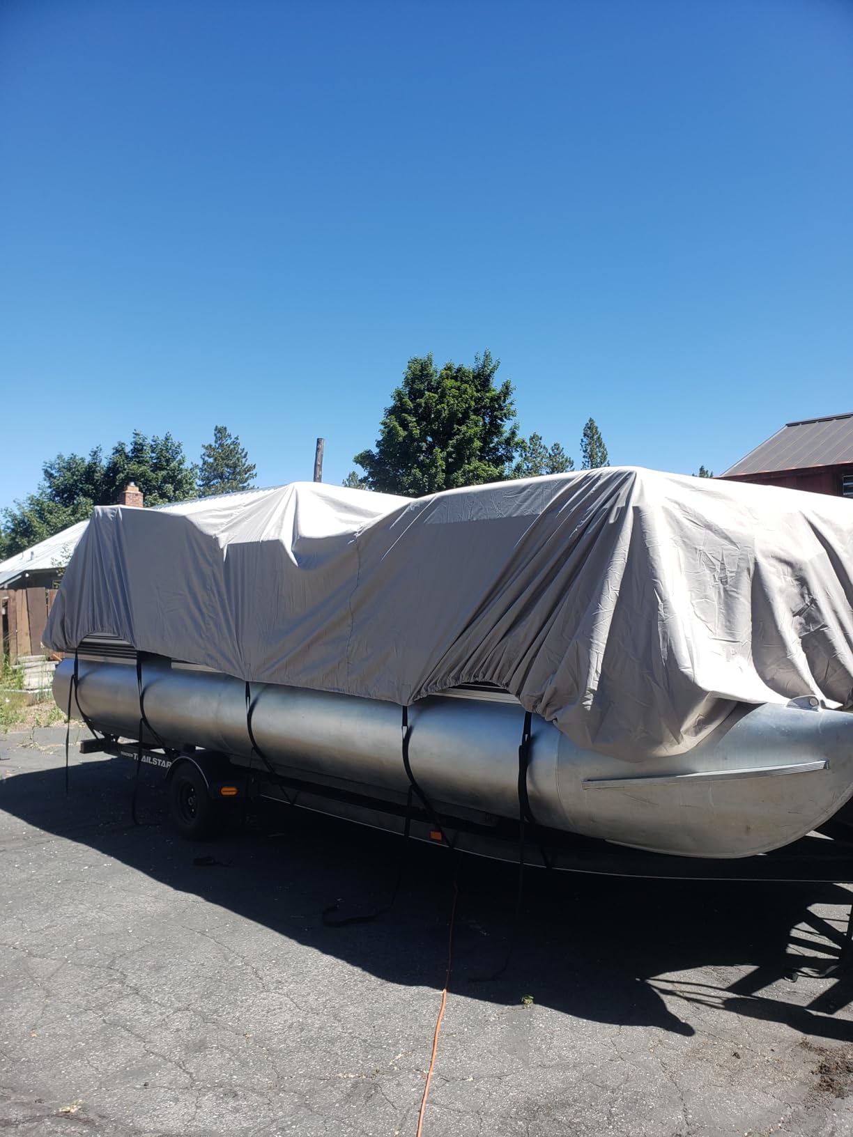 Solim 22-24FT Pontoon Boat Cover, 1200D Heavy Duty Waterproof, UV Resistant | Marine Grade Oxford Fabric, Tear Resistant, Double Stitching, Elastic Hem, Adjustable Tie-down Straps, Fits Up to 8.5 Ft Beam customer photo 1