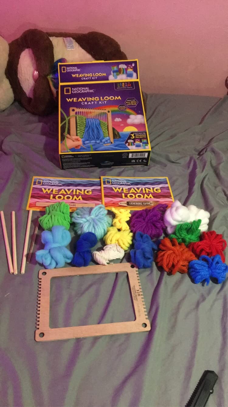 National Geographic Wooden Loom Weaving Arts and Crafts Kit for Kids | Weaving Loom for Kids, Colorful Yarn, 3 Easy Designs, Step-by-Step Weaving, Fine Motor Skills, Creative Craft Activity customer photo 2