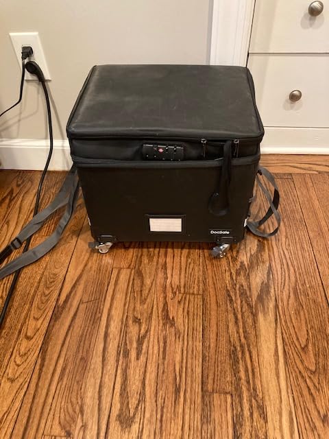 DocSafe Fireproof Document Box with Lock, 2-Layer File Box with Wheels, Collapsible File Storage Organizer with Pockets, Large Portable Home Filing Cabinet for Hanging Folders, Black, 16''x13.8''x12.2'' customer photo 1