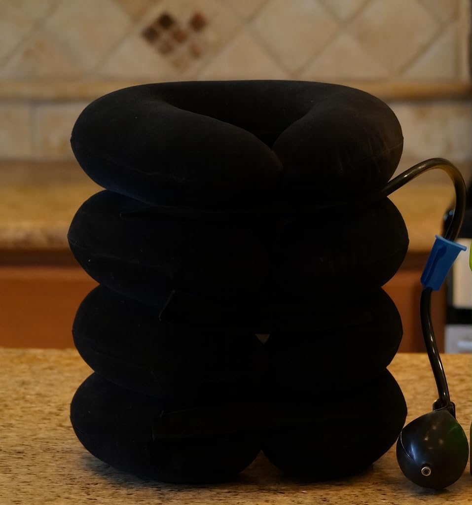 CRABCLAW Cervical Neck Traction Device for Effective Neck Pain Relief | Adjustable & Inflatable Neck Stretcher with Ergonomic 3-Layer Design, Cervical Traction Device, Neck Decompression Home Use customer photo 1