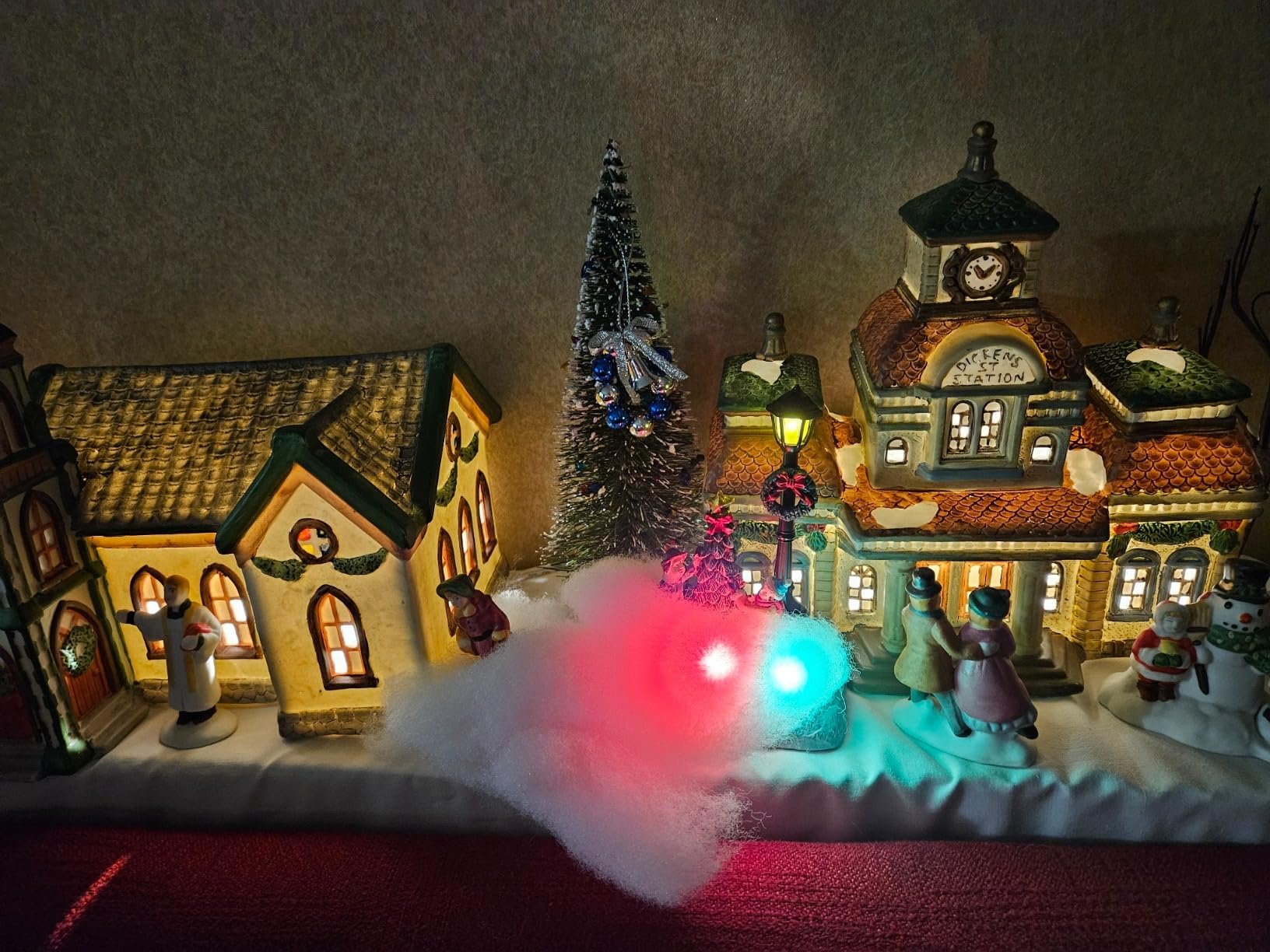 Karenhi 2 Pcs Christmas Village Set with LED Light Figurines, Rustic Style | Santa Snowman Angel Scene, Resin Holiday Centerpiece customer photo 2