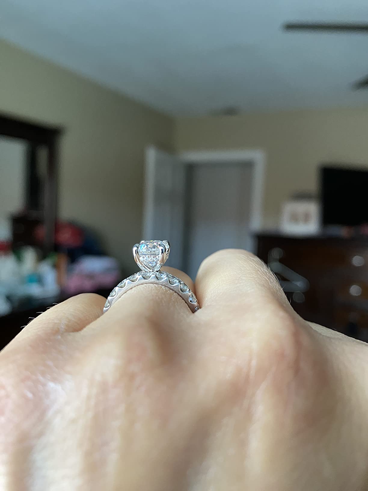 Moissanite Engagement Rings for Women 2ct Oval Cut Promise Wedding Rings customer photo 2