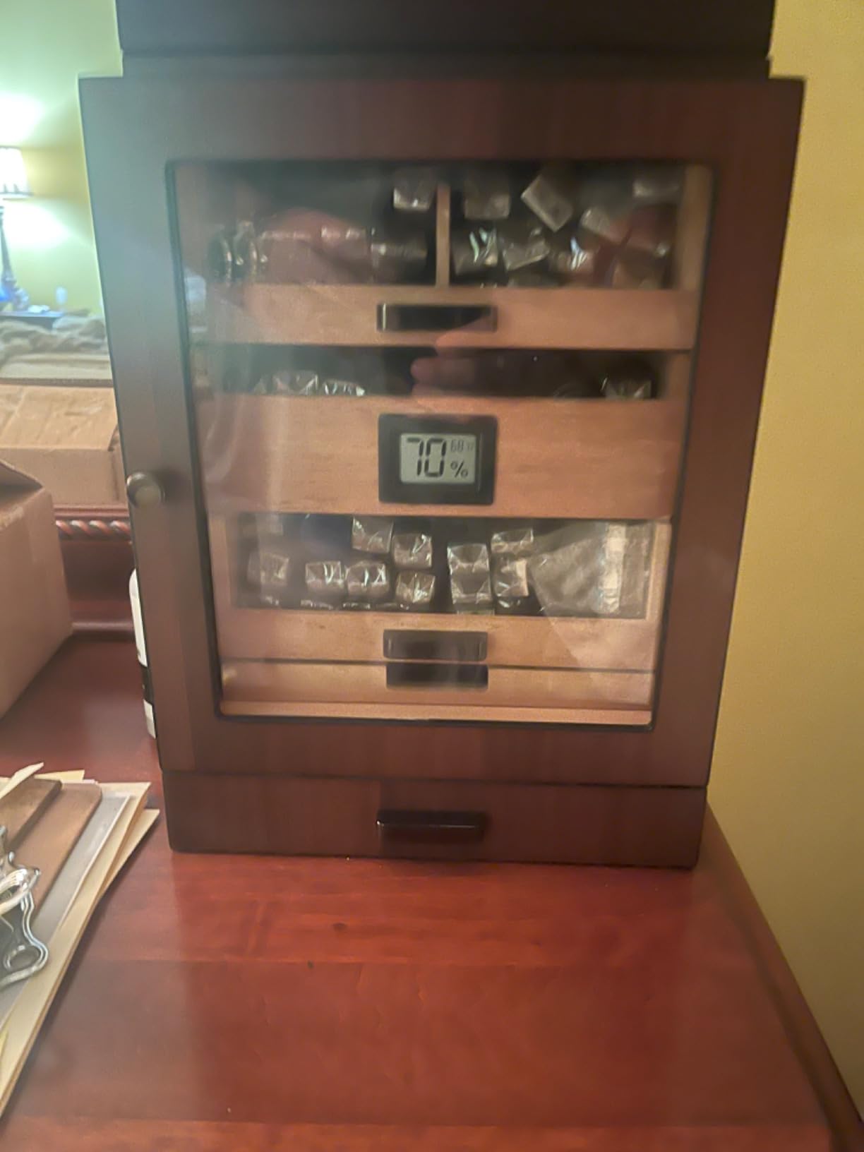 CASE ELEGANCE Luca Cabinet Humidor - Brown, Holds 80-100 Cigars | Spanish cedar, glass display customer photo 2