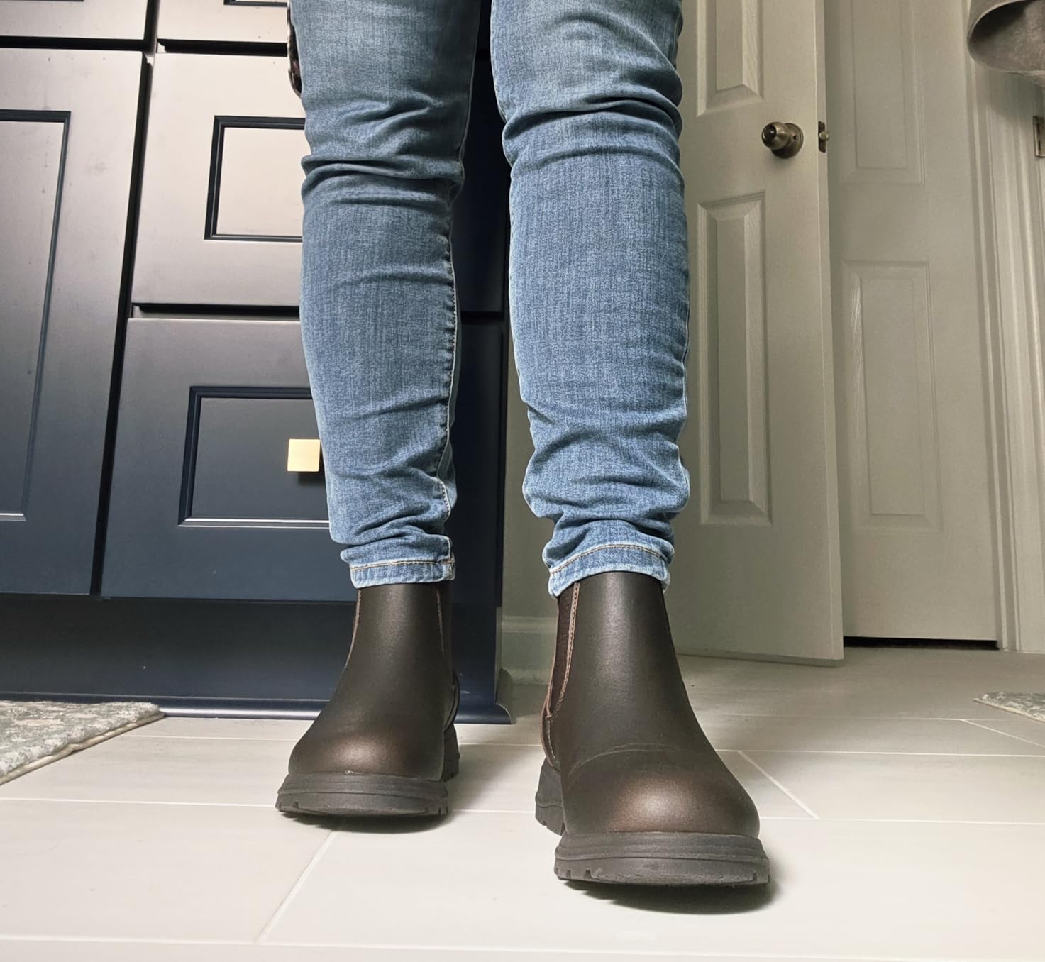 CUSHIONAIRE Women's Britain Chelsea Boots, Soft Vegan Leather, Non-Slip Sole, Memory Foam, Back Pull Tab, Ankle Boots for Women, Wide Widths customer photo 1