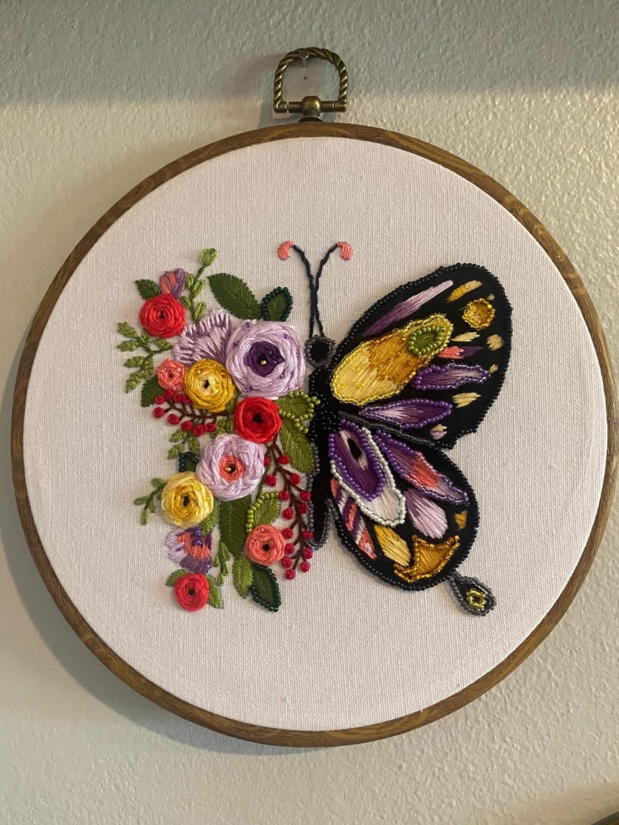 TINDTOP 3 Sets Embroidery Stitch Practice kit, Butterfly Flower Embroidery Kit for Beginners Include Cloth Hoops Threads for Craft Lover Hand Stitch with Embroidery Skill Techniques customer photo 1