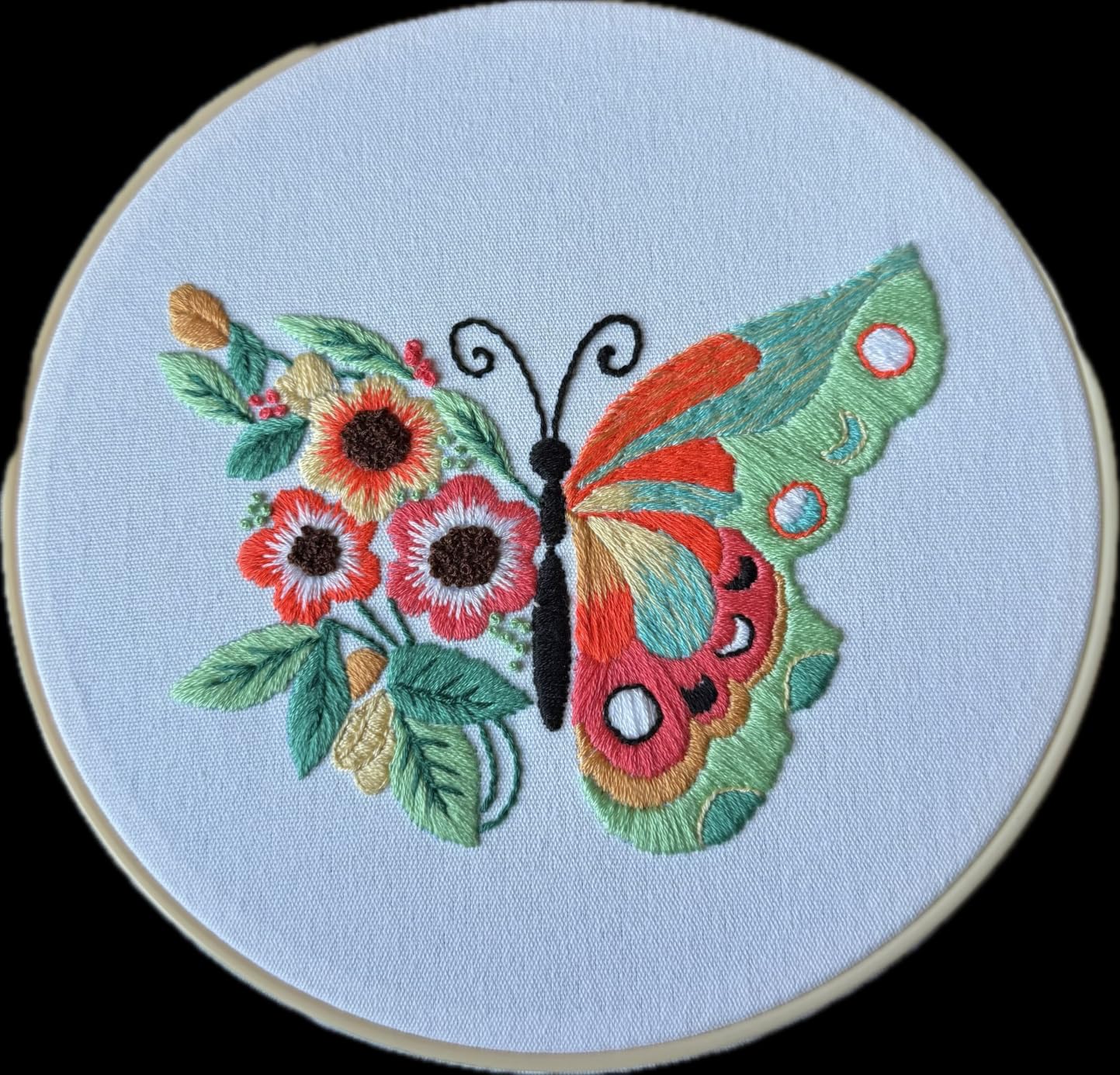 TINDTOP 3 Sets Embroidery Stitch Practice kit, Butterfly Flower Embroidery Kit for Beginners Include Cloth Hoops Threads for Craft Lover Hand Stitch with Embroidery Skill Techniques customer photo 2