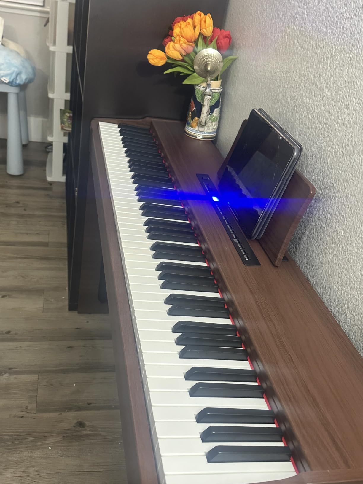 Ktaxon Digital Piano 88 Key Fully Weighted Action Upright Piano (Black) | Fully Weighted Keys, Professional 3-Pedal, Split, Transpose, Bluetooth MIDI | W/3-Pedal Unit, Headset, Stickers, Clip & Dust Cover customer photo 1