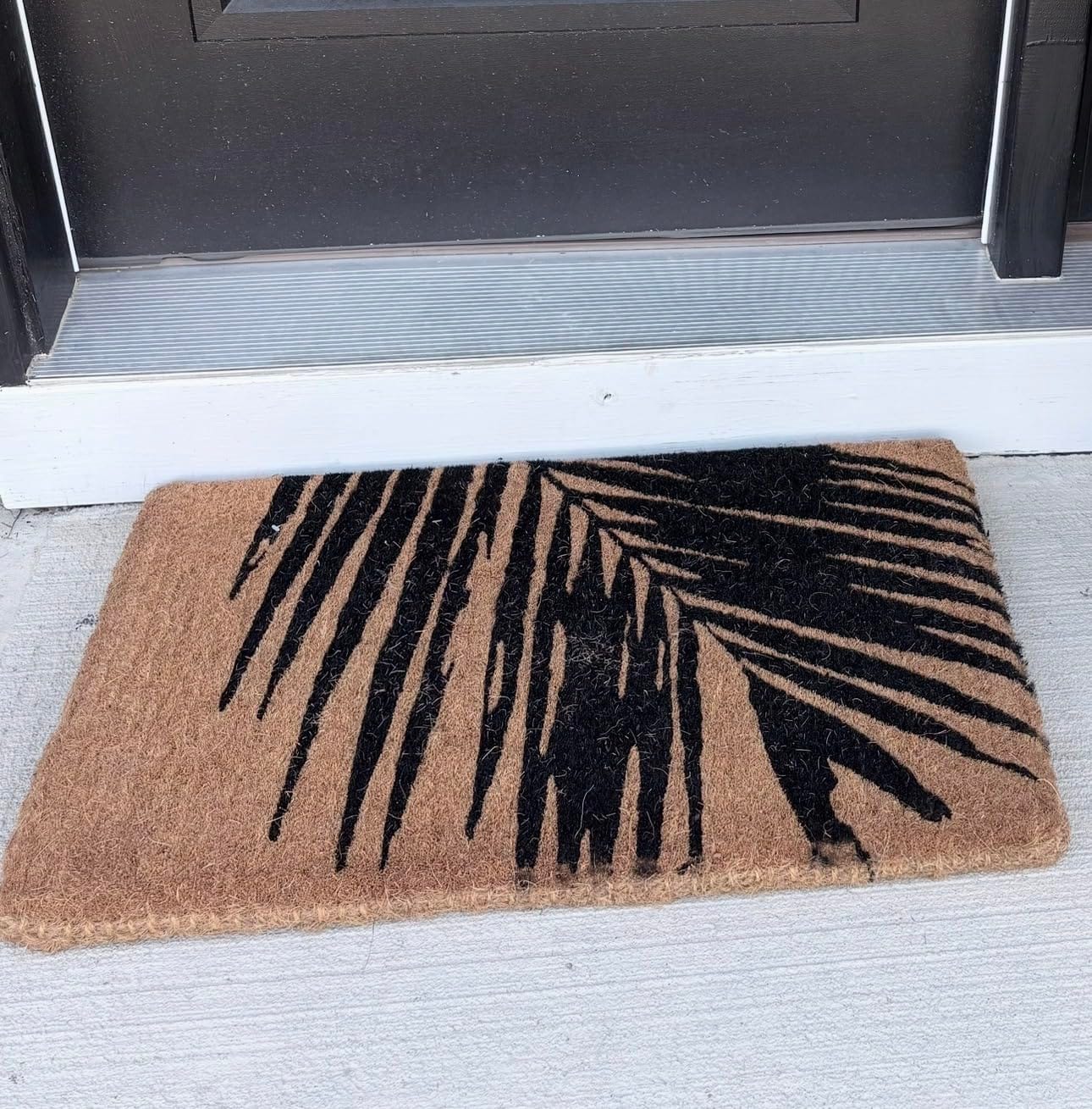 Fab Habitat Geometric Abstract Nature Extra Thick Doormat - Handwoven, Durable - Natural Coir - Entryway, Front Door, Porch, Patio -Shades of Sea Blue (18
