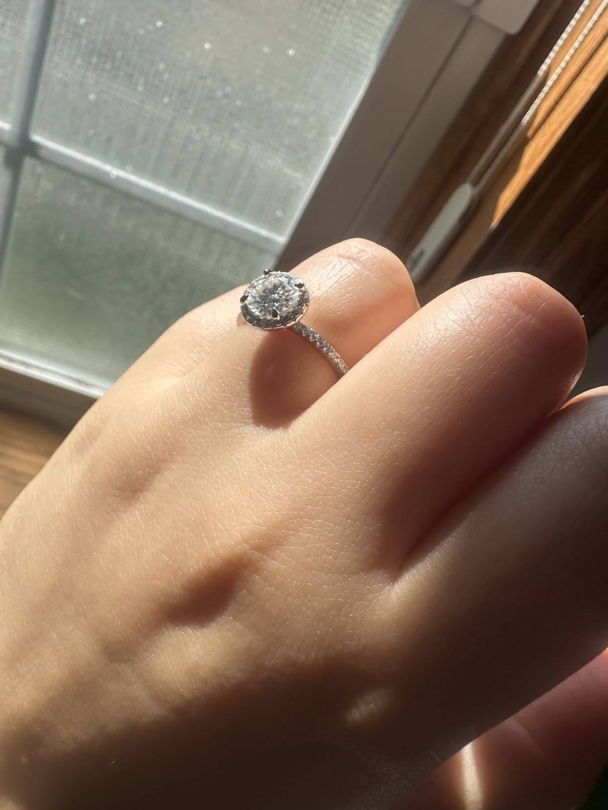 1.5 CT Moissanite Engagement Rings for Women D Color VVS1 Clarity 925 Sterling Silver Vintage Moissanite Round Cut Halo Wedding Promise Band Rings for Her Size 4-10 customer photo 2