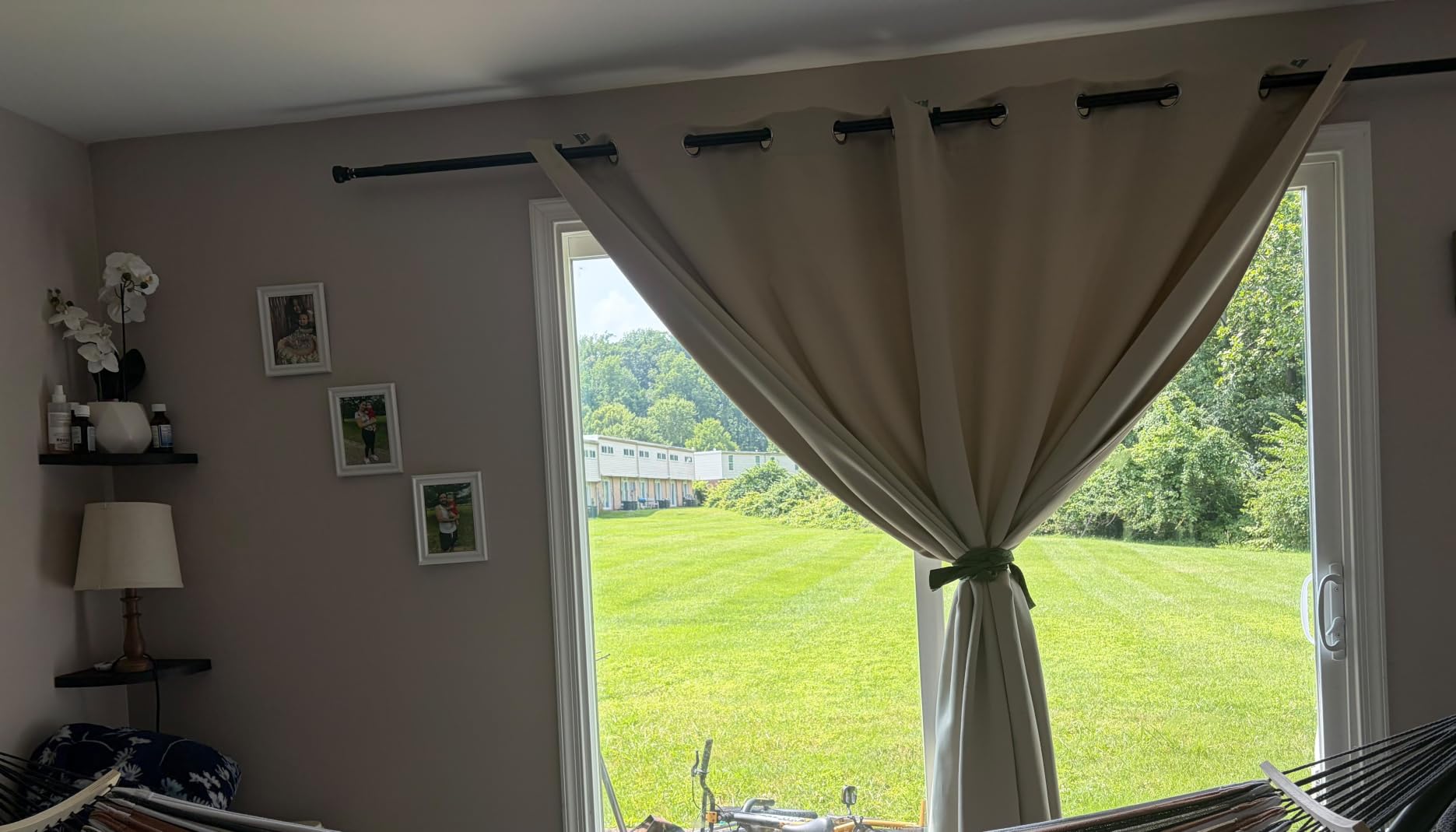 Joydeco Blackout Patio Sliding Door Curtains, Privacy Room Divider Curtains | Extra Wide Thermal Blackout Curtains for Bedroom Living Room, Curtain for Patio Door (Black, 100Wx84L, 1 Panel) customer photo 2